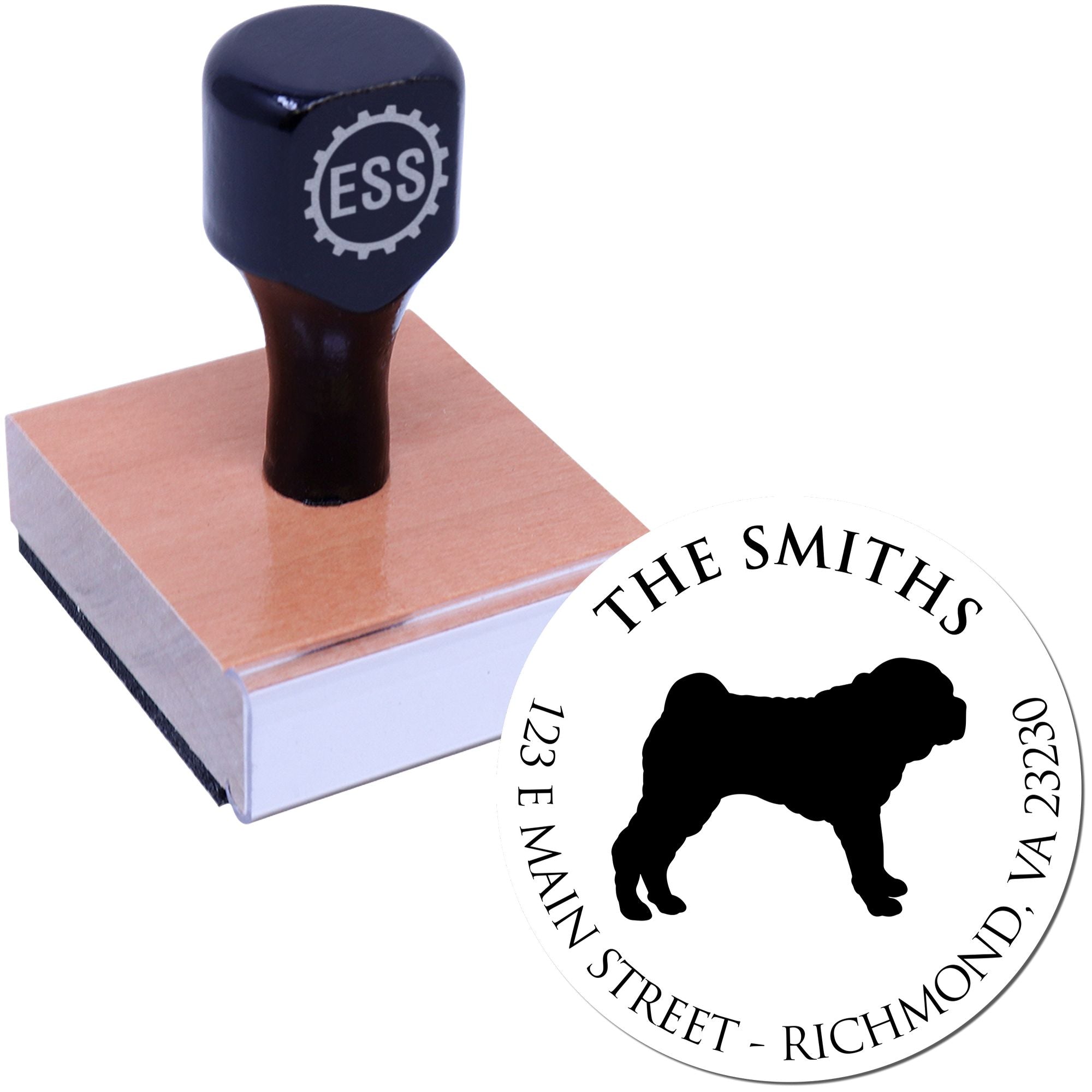 Wood Handle Shar Pei Custom Made Mailing Rubber Stamp - Engineer Seal Stamps