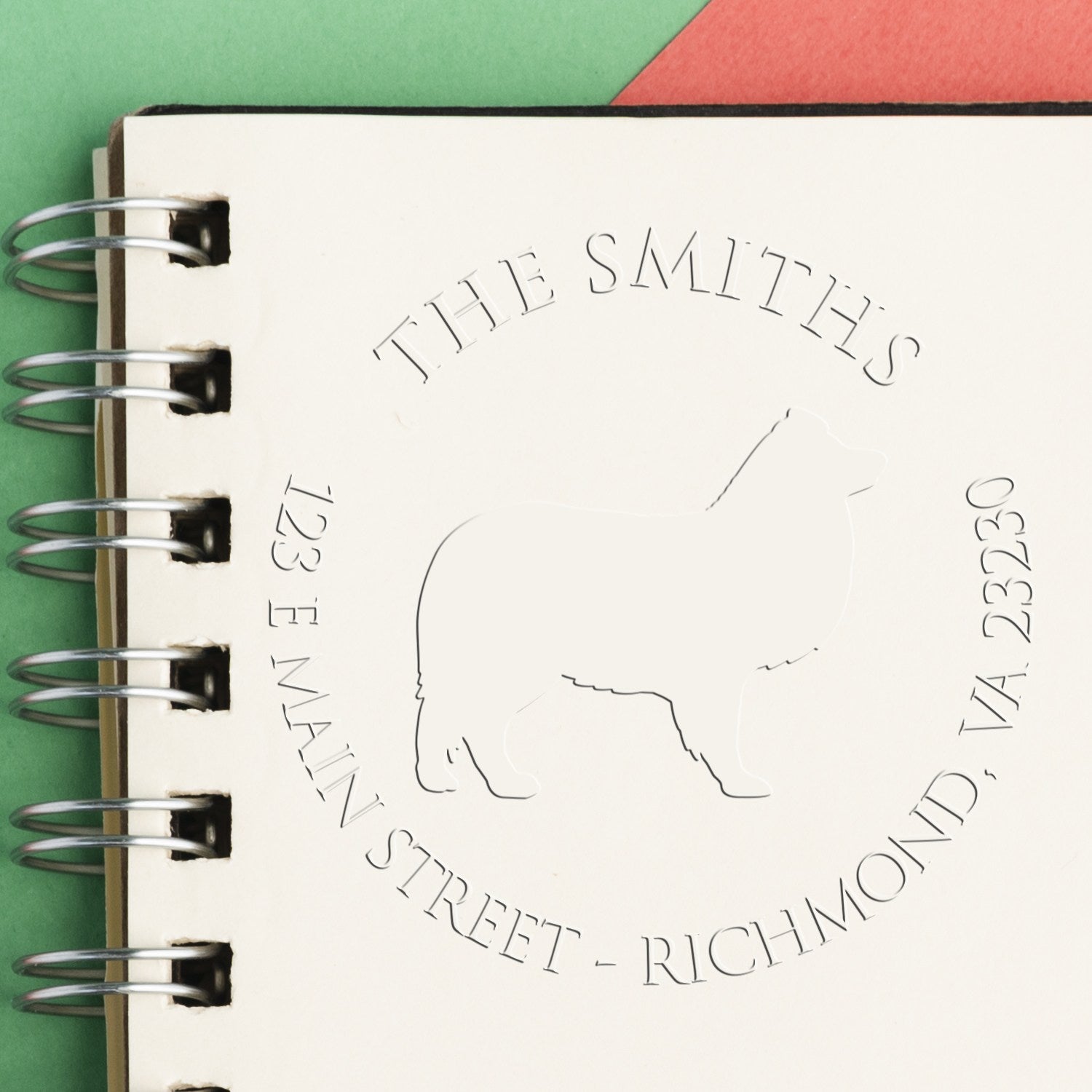 Shetland Sheepdog Dog Silhouette Customized Return Embossing Seal - Engineer Seal Stamps