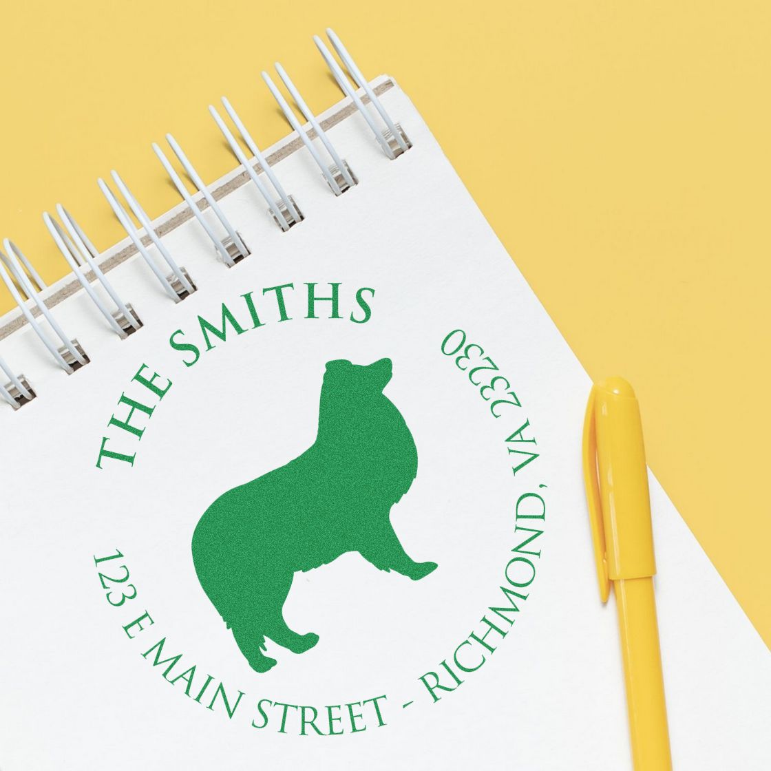 Slim Pre-Inked Shetland Sheepdog Personalized Return Address Stamp - Engineer Seal Stamps