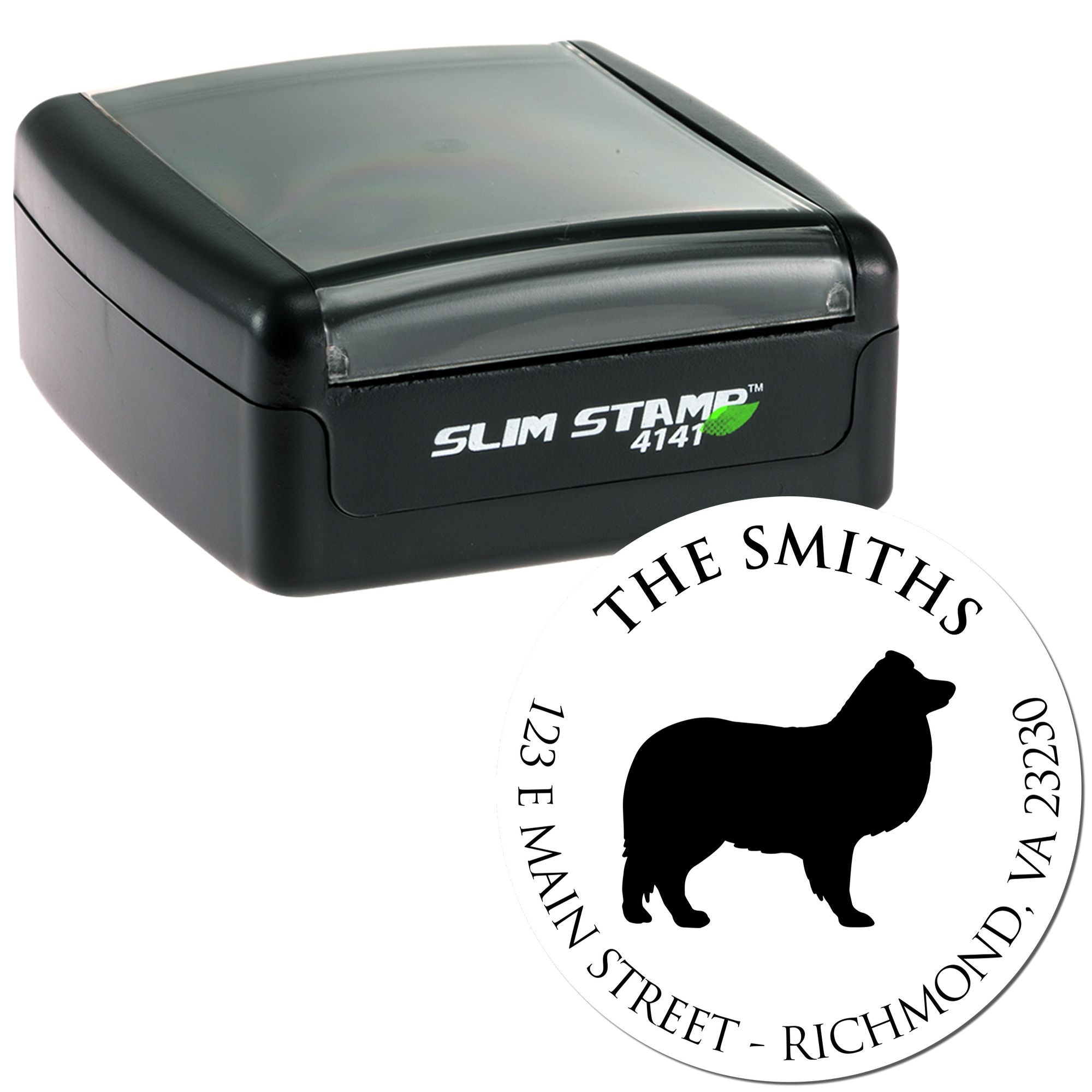 Slim Pre-Inked Shetland Sheepdog Personalized Return Address Stamp - Engineer Seal Stamps