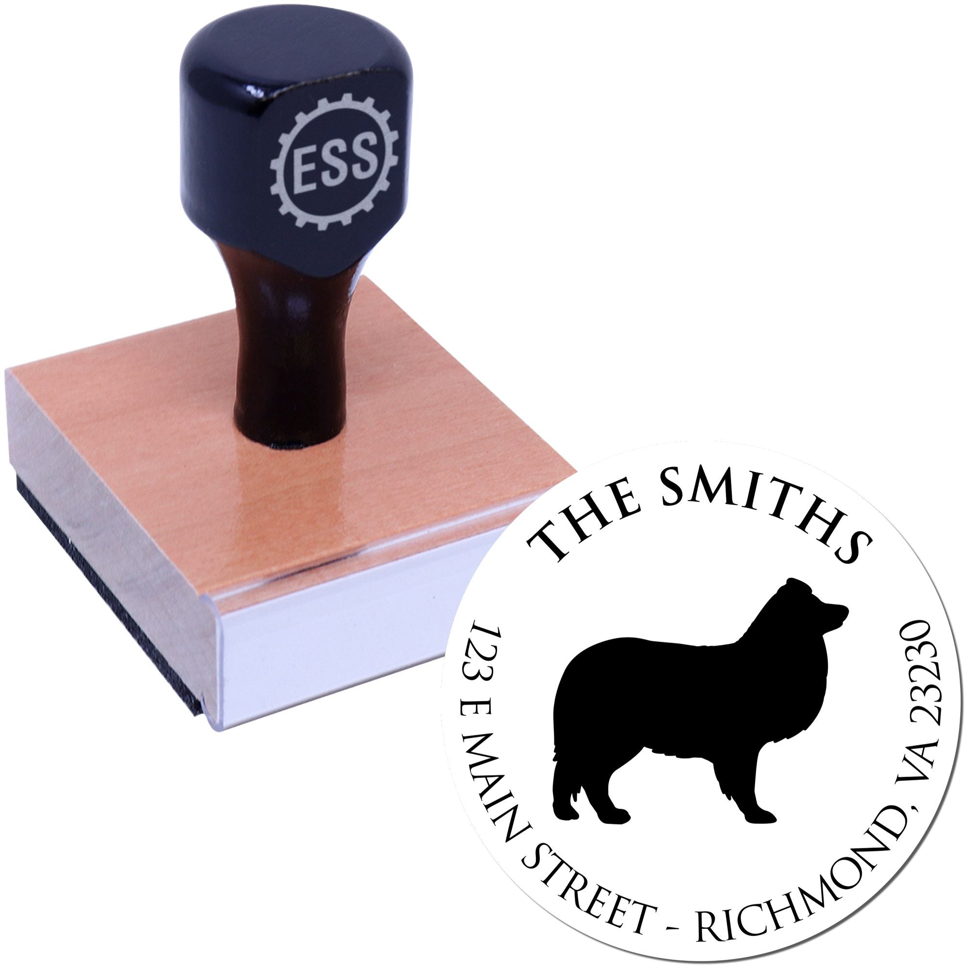 Wood Handle Shetland Sheepdog Custom Made Mailing Rubber Stamp - Engineer Seal Stamps