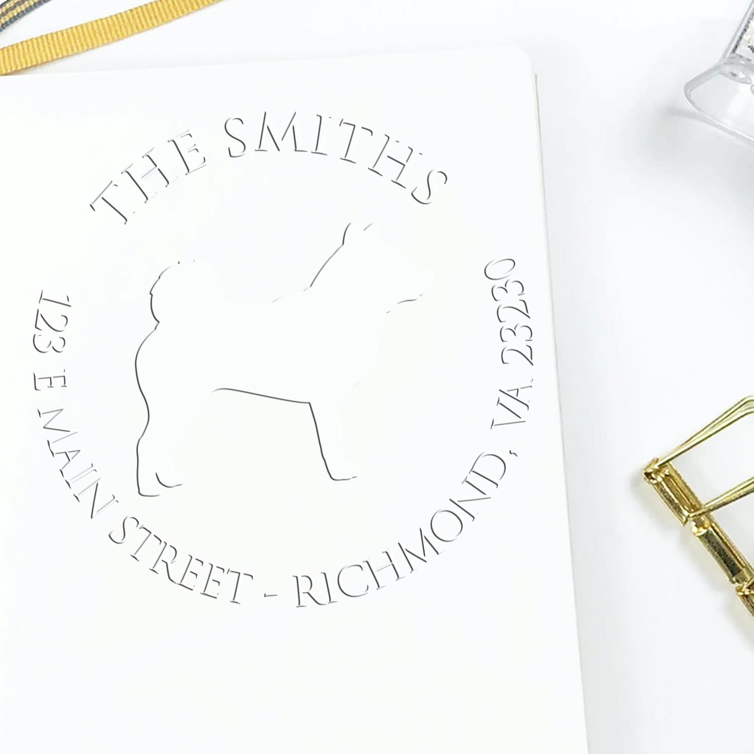 Personalizable Return Embossed Seal with Shiba Inu Dog