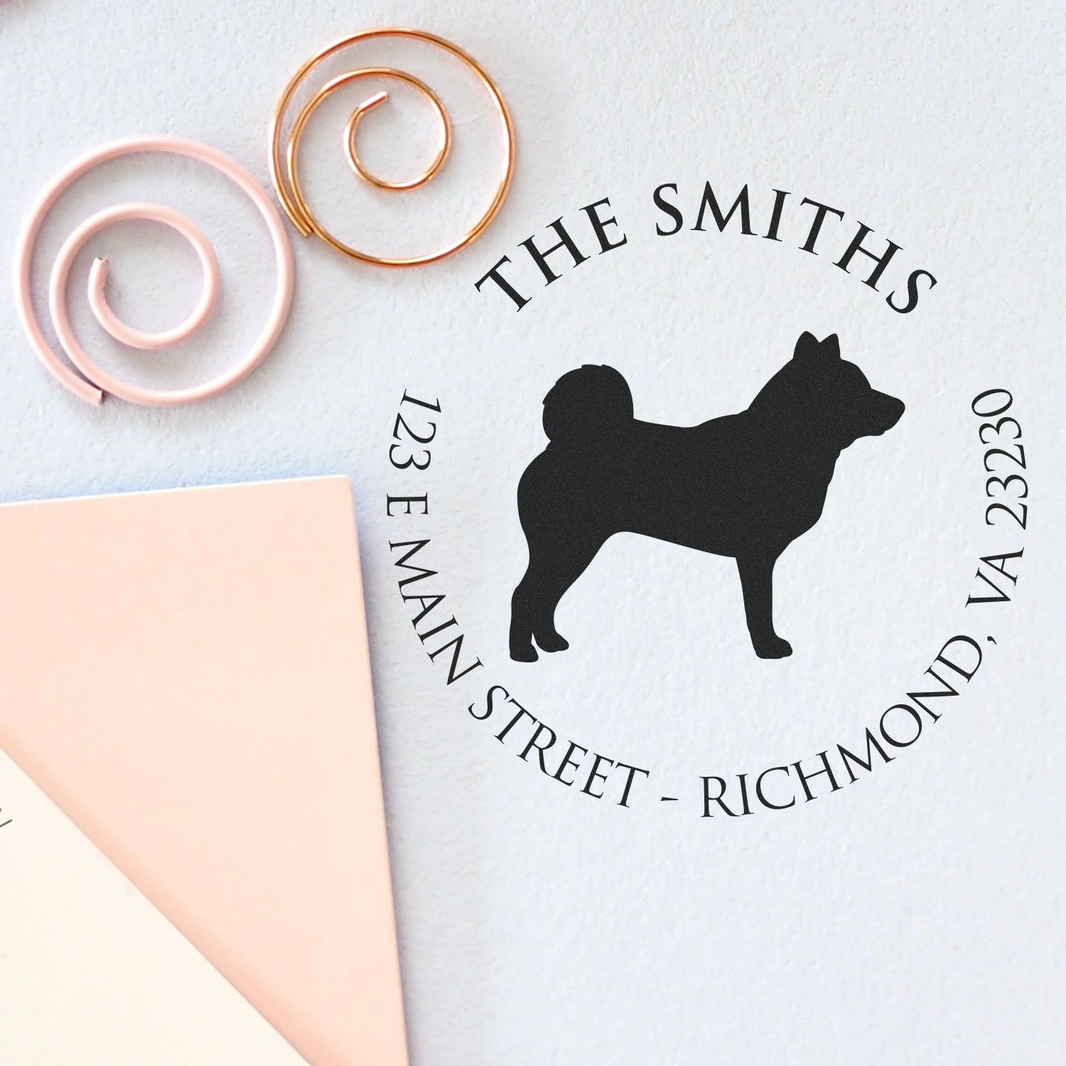 Slim Pre-Inked Shiba Inu Personalized Return Address Stamp - Engineer Seal Stamps