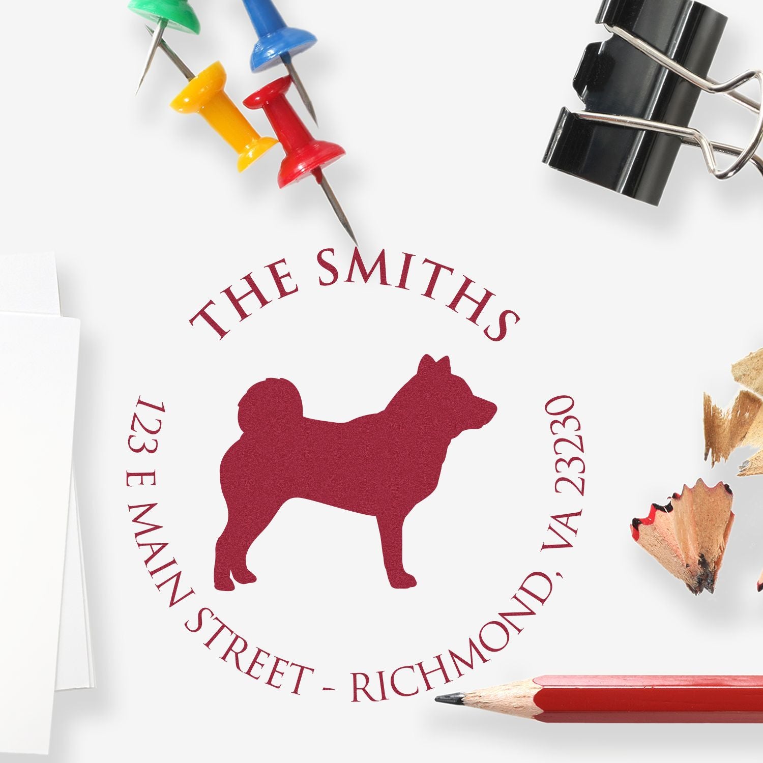 Slim Pre-Inked Shiba Inu Personalized Return Address Stamp - Engineer Seal Stamps