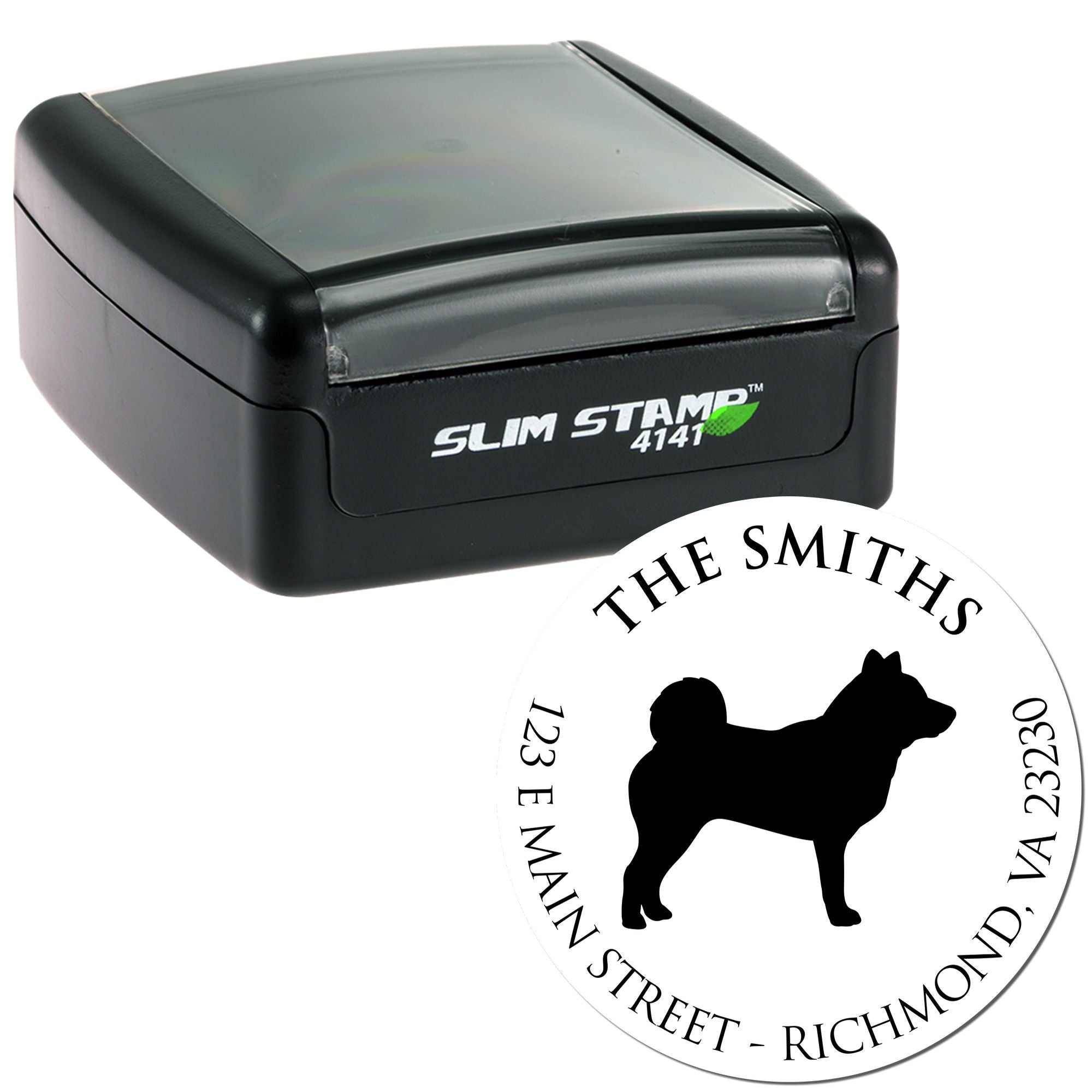 Slim Pre-Inked Shiba Inu Personalized Return Address Stamp - Engineer Seal Stamps