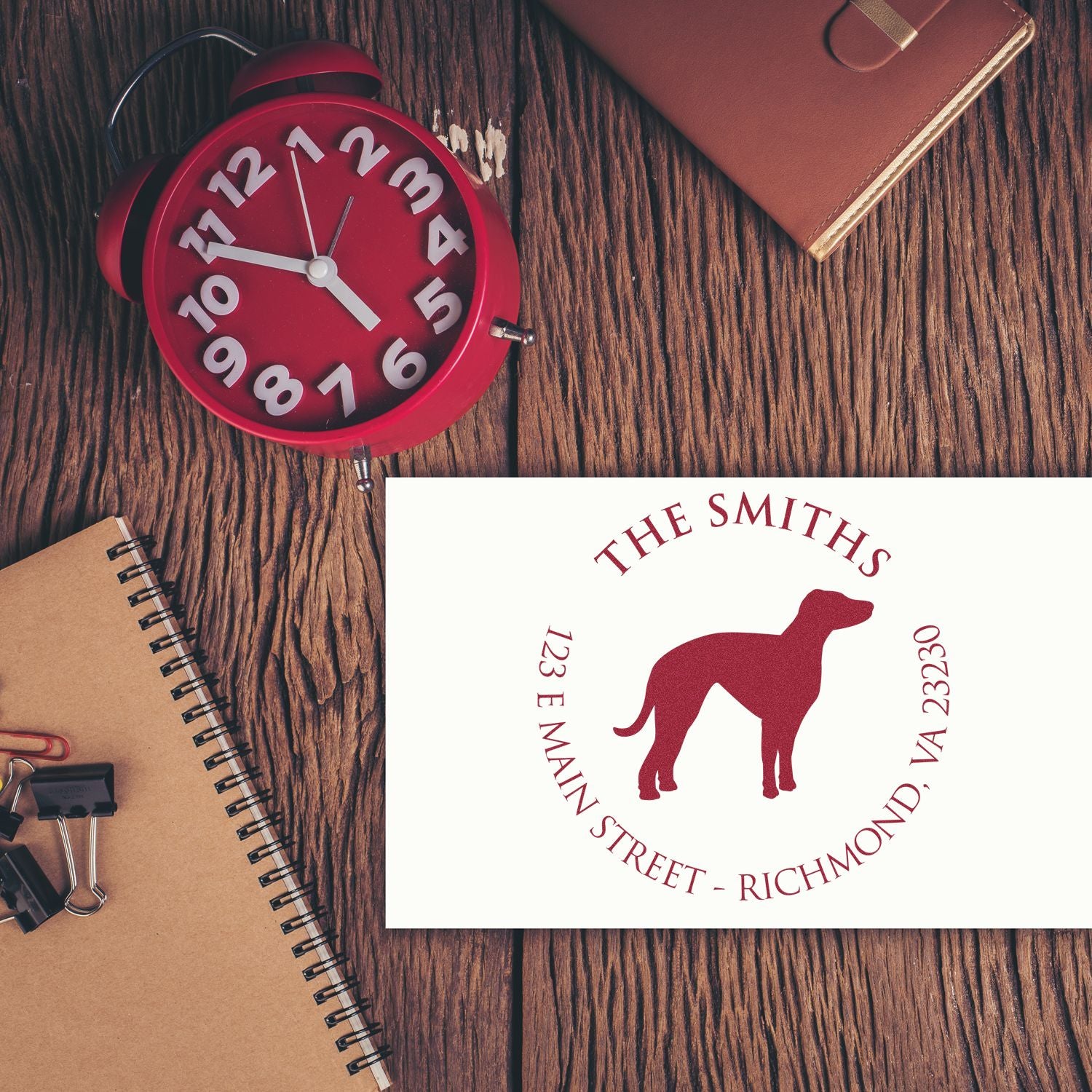 Wood Handle Whippet Custom Made Mailing Stamp for Envelopes - Engineer Seal Stamps