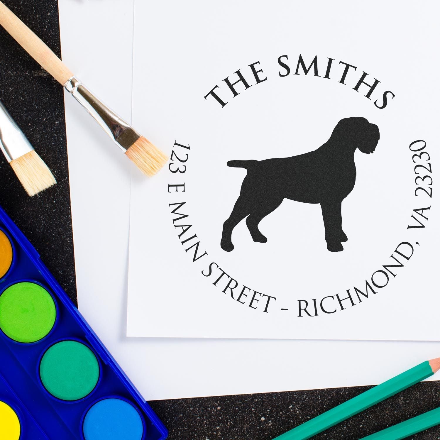 Slim Pre-Inked Wirehaired Pointing Griffon Personalized Return Address Stamper - Engineer Seal Stamps