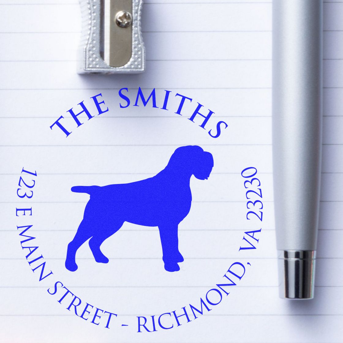 Slim Pre-Inked Wirehaired Pointing Griffon Personalized Return Address Stamper - Engineer Seal Stamps