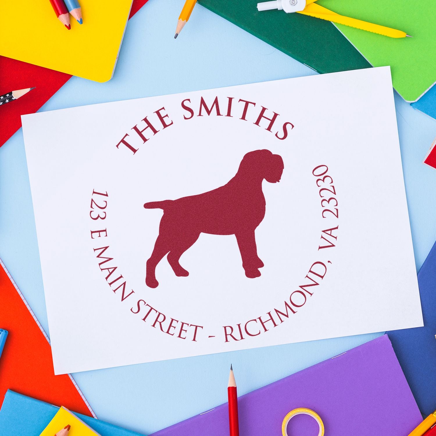 Wood Handle Wirehaired Pointing Griffon Custom Made Mailing Stamp for Envelopes - Engineer Seal Stamps