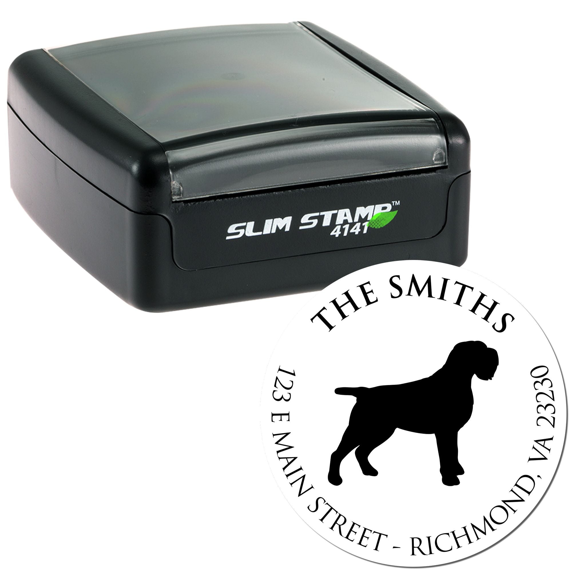 Slim Pre-Inked Wirehaired Pointing Griffon Personalized Return Address Stamper - Engineer Seal Stamps
