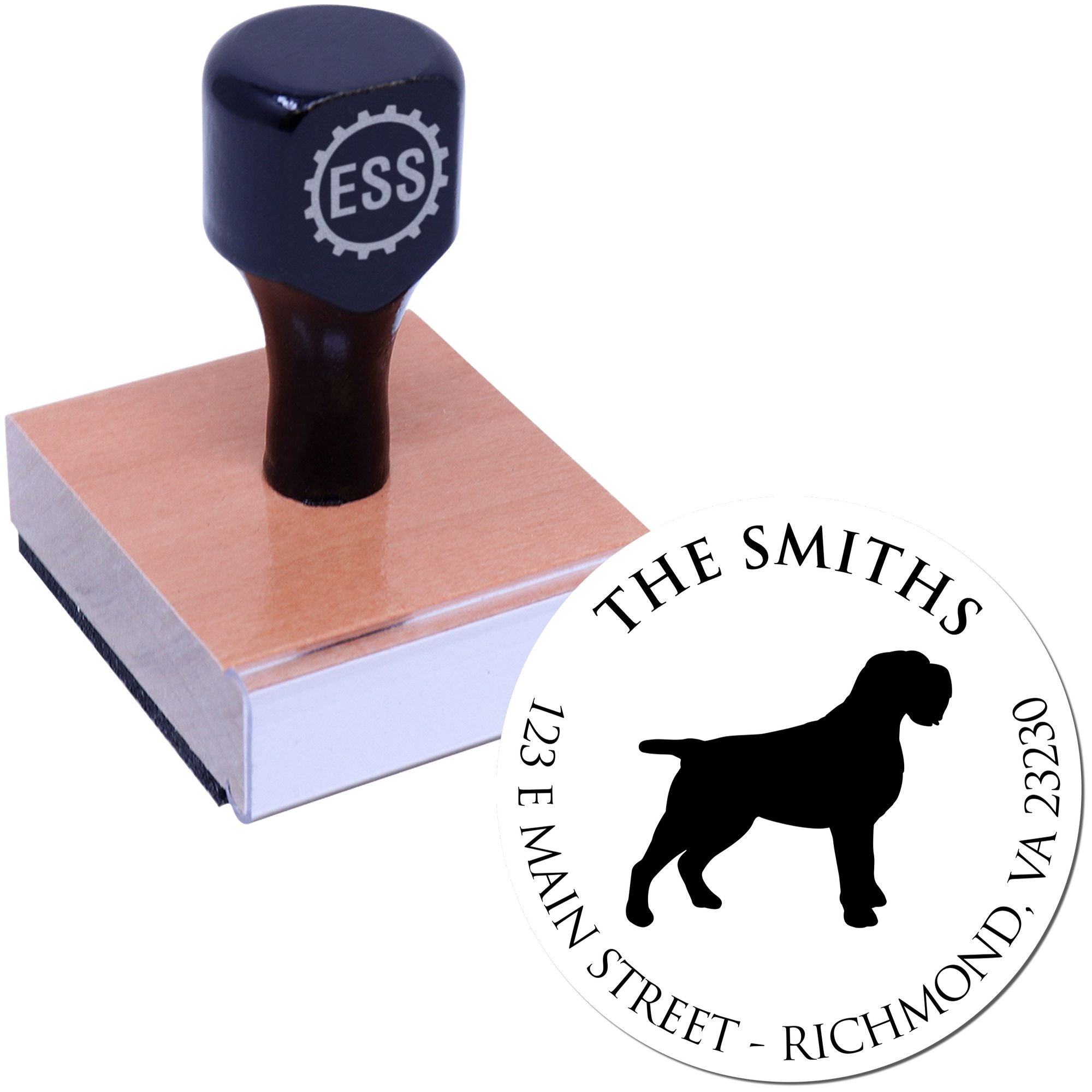 Wood Handle Wirehaired Pointing Griffon Custom Made Mailing Stamp for Envelopes - Engineer Seal Stamps