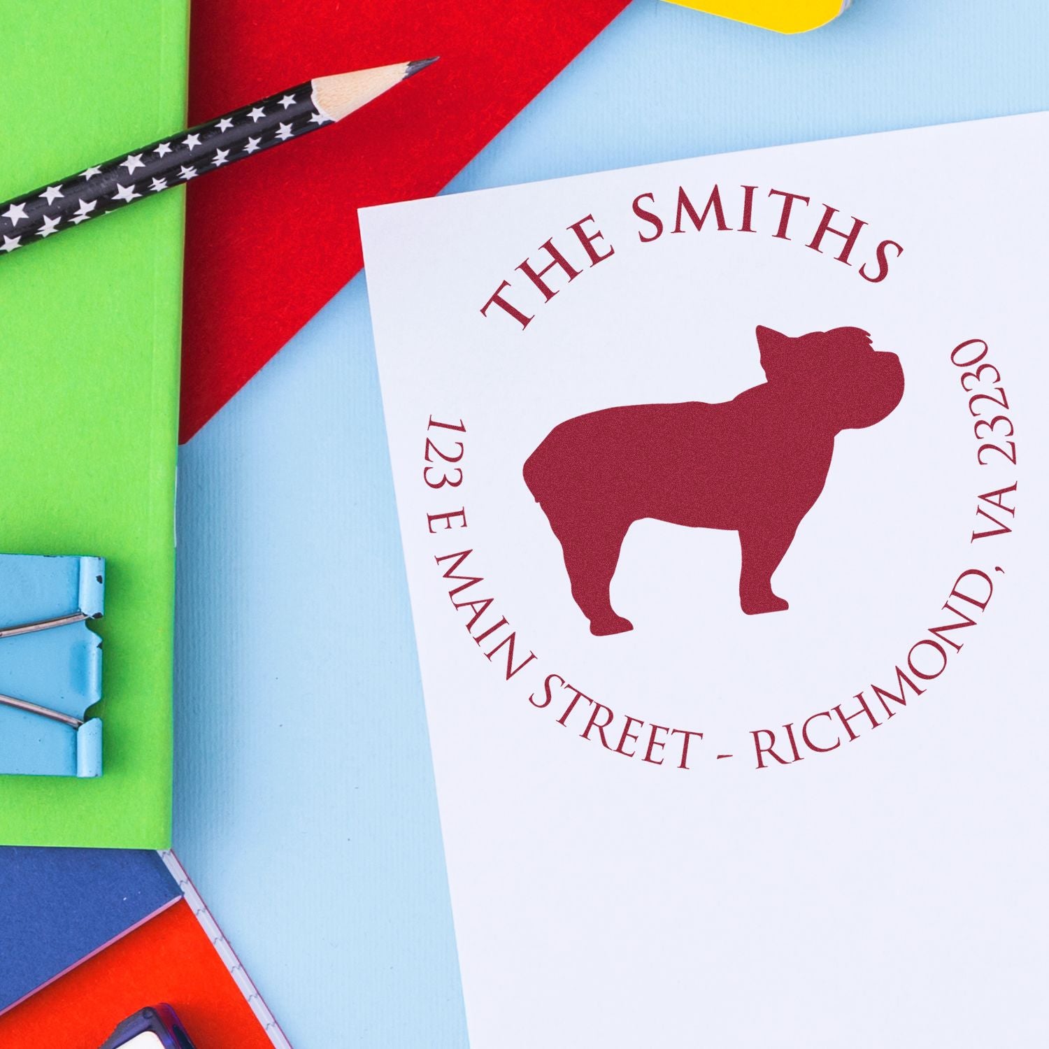 Slim Pre-Inked Yorkshire Terrier Personalized Return Address Stamper - Engineer Seal Stamps