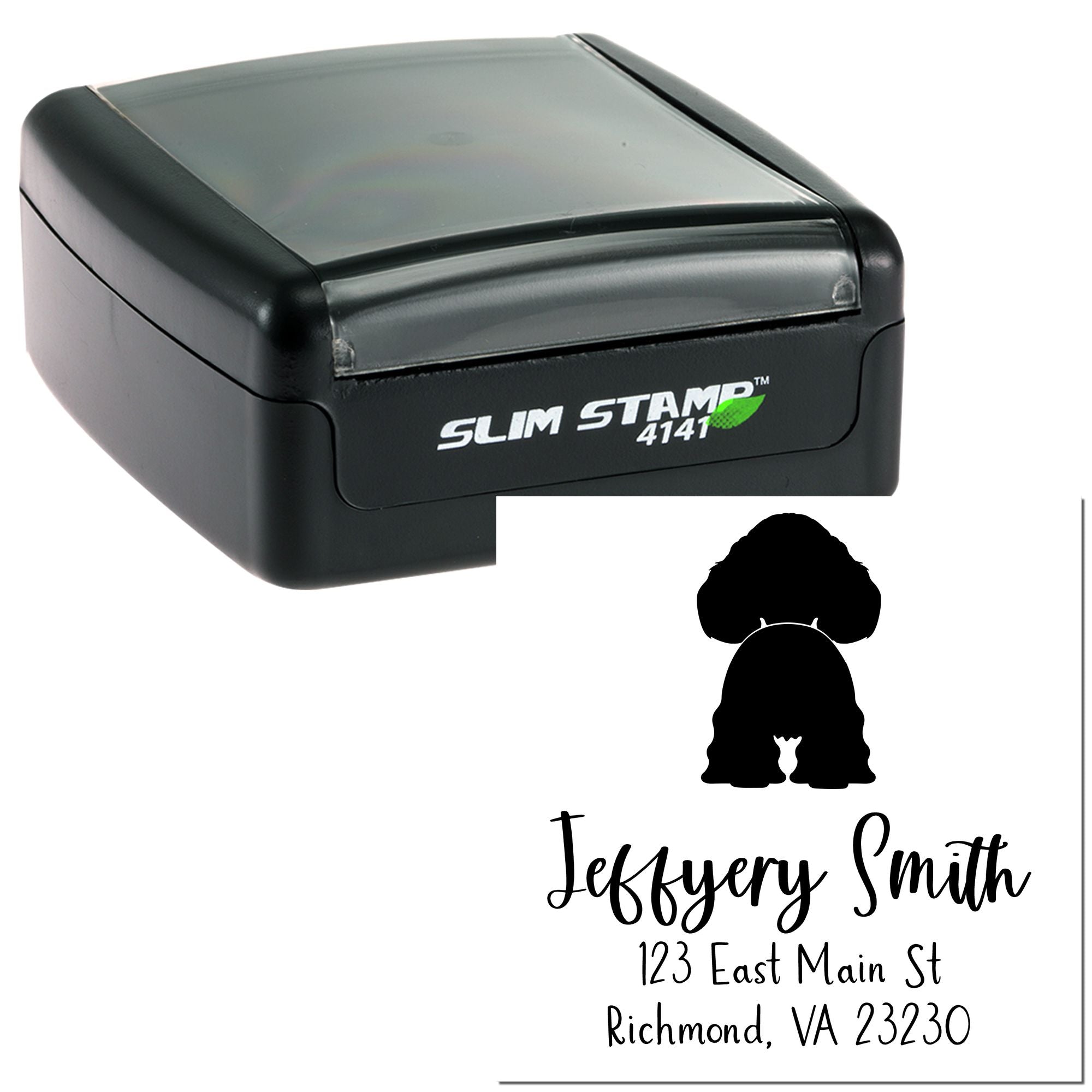 Slim Pre-Inked American Cocker Spaniel Personalized Rubber Address Stamp - Engineer Seal Stamps