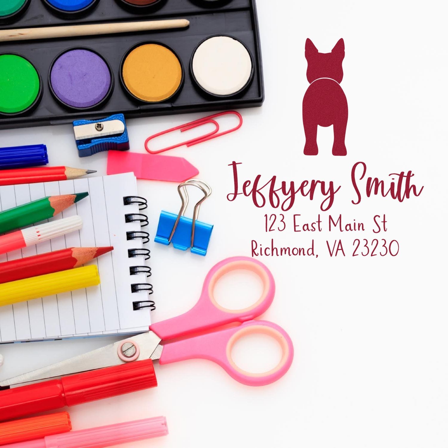 Wood Handle Australian Cattle Dog Custom Made Name and Address Rubber Stamp - Engineer Seal Stamps