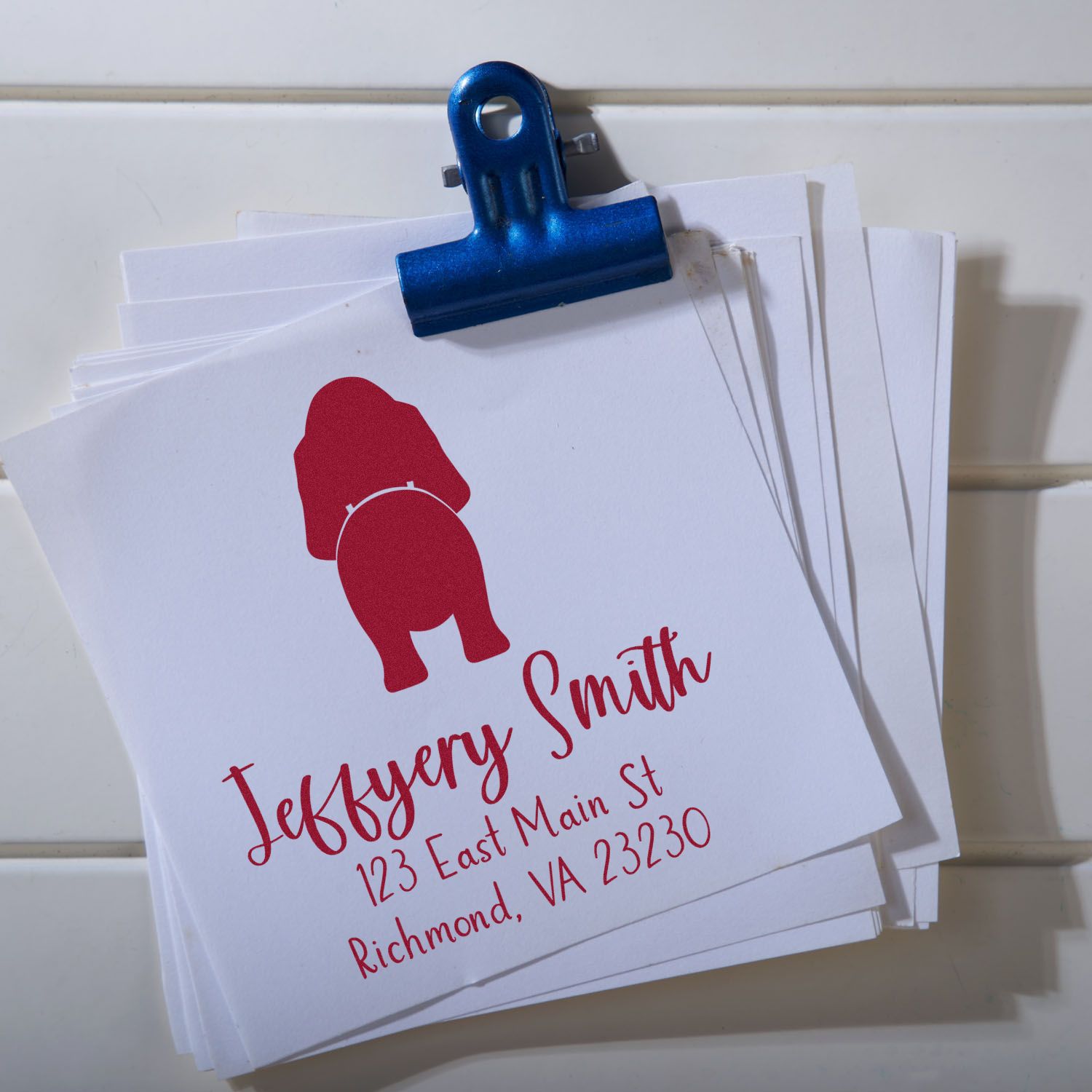Wood Handle Australian Shepherd Custom Made Name and Address Stamp - Engineer Seal Stamps