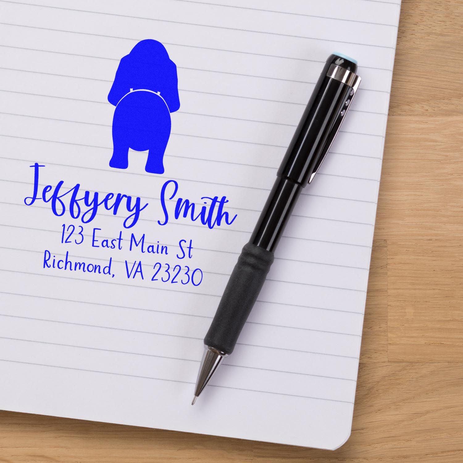 PSI Pre-Inked Basset Hound Made-to-Order Mail Rubber Stamp - Engineer Seal Stamps