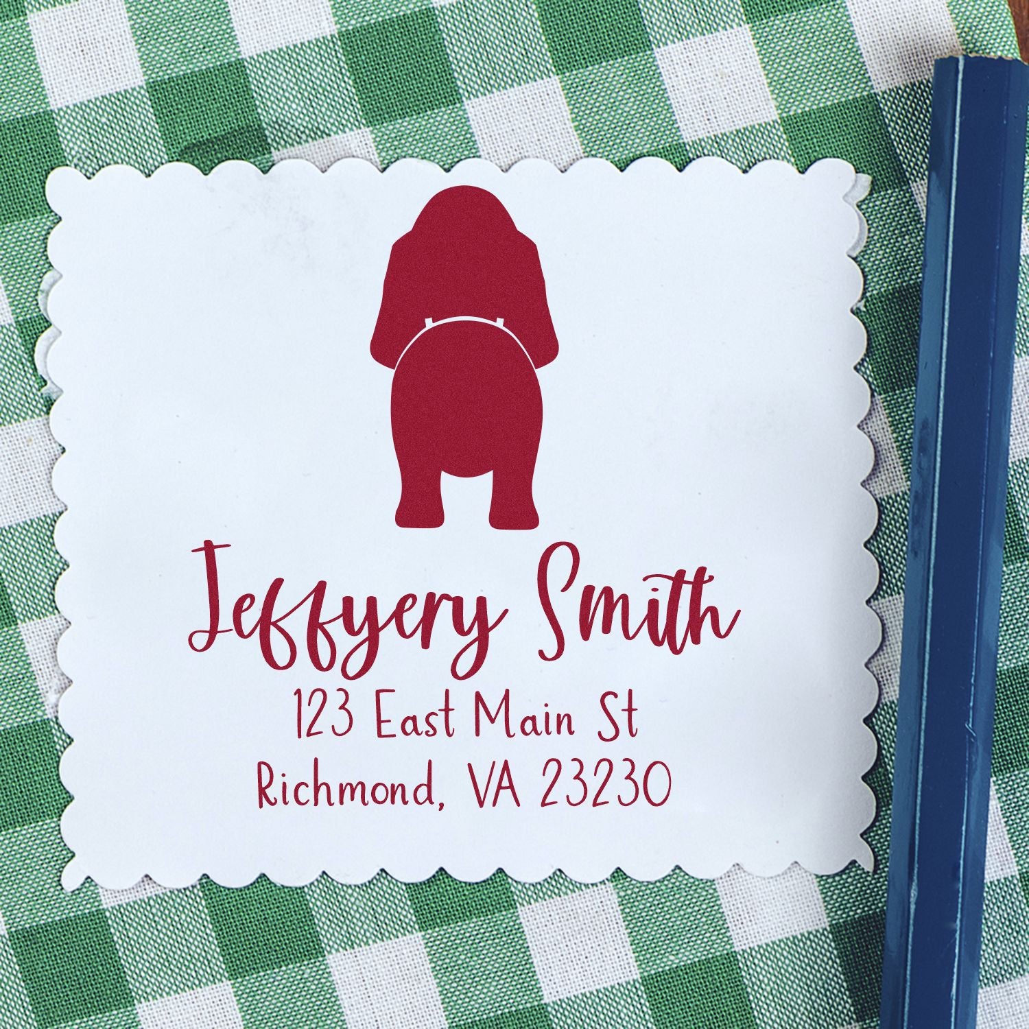 Slim Pre-Inked Basset Hound Pet Address Rubber Stamp - Engineer Seal Stamps