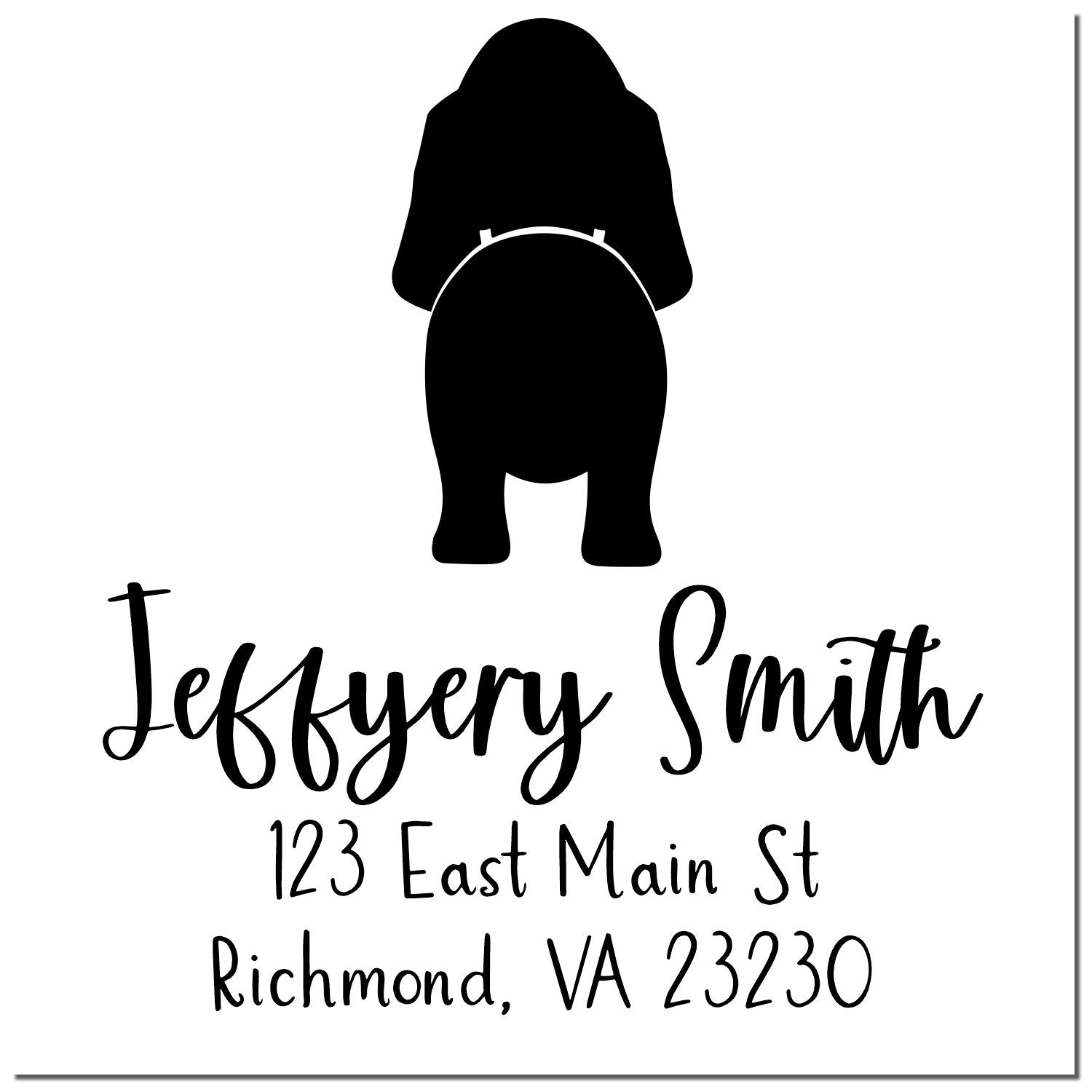 Wood Handle Basset Hound Custom Made Name and Address Stamp - Engineer Seal Stamps