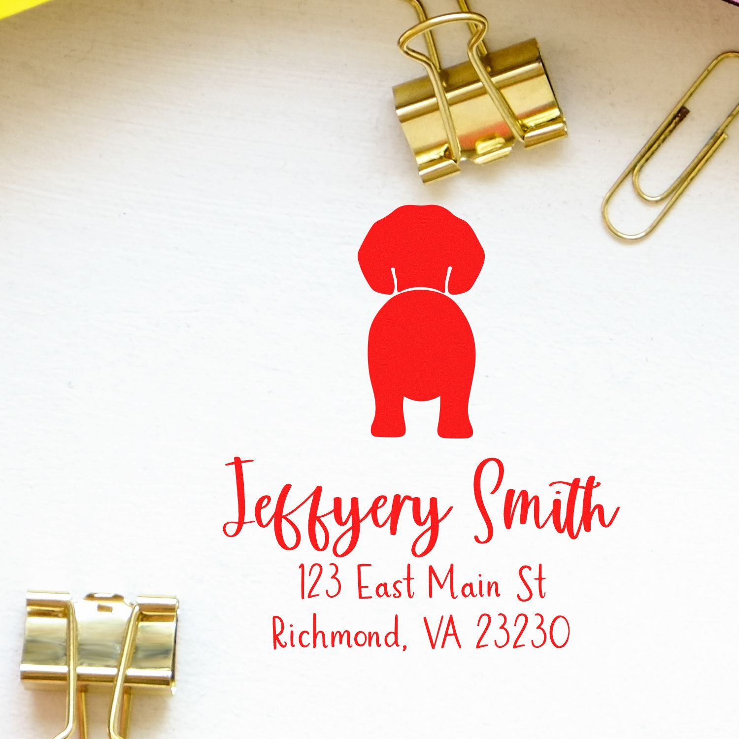 Wood Handle Beagle Custom Made Name and Address Stamp for Envelopes - Engineer Seal Stamps