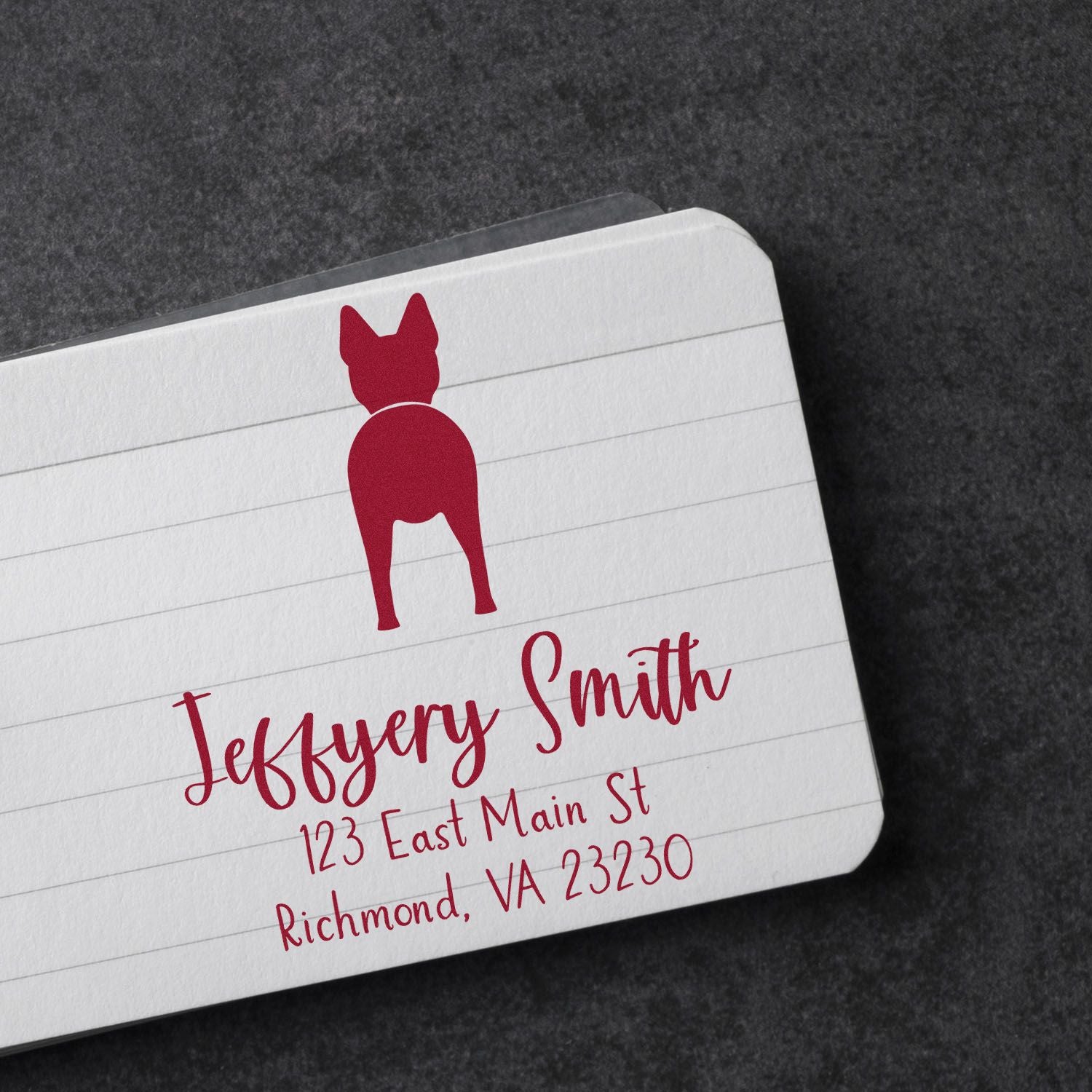 Wood Handle Belgian Malinois Custom Made Name and Address Stamper - Engineer Seal Stamps