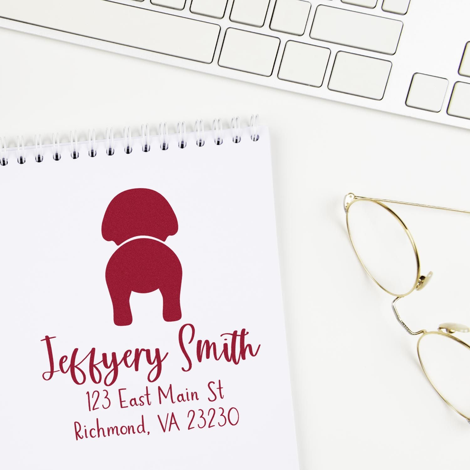 Slim Pre-Inked Bichon Frise Refillable Address Stamp - Engineer Seal Stamps