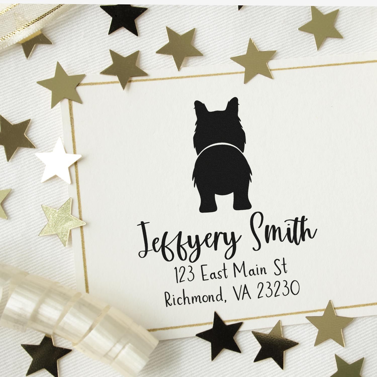 PSI Pre-Inked Border Collie Made-to-Order Mailing Address Rubber Stamp - Engineer Seal Stamps