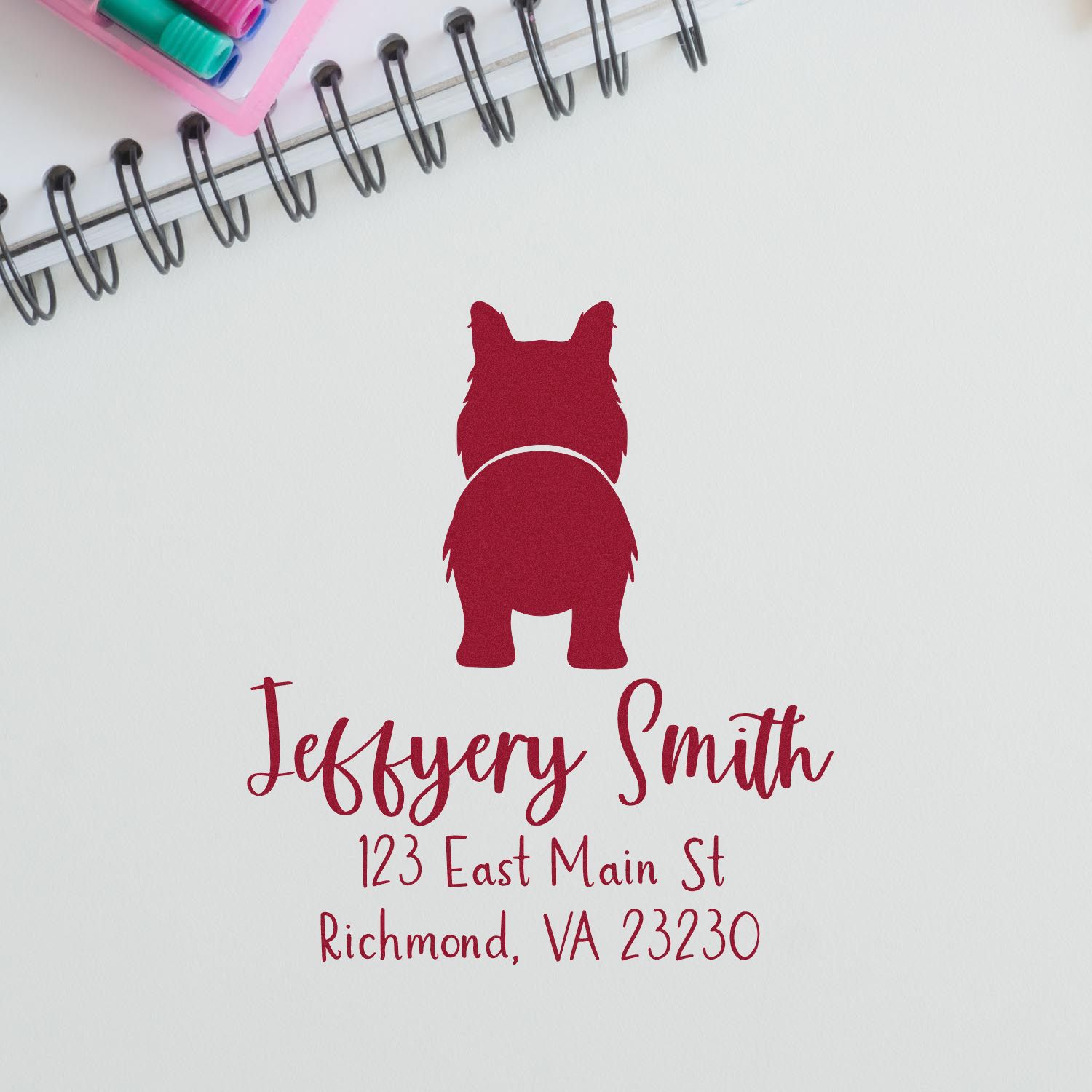 PSI Pre-Inked Border Collie Made-to-Order Mailing Address Rubber Stamp - Engineer Seal Stamps