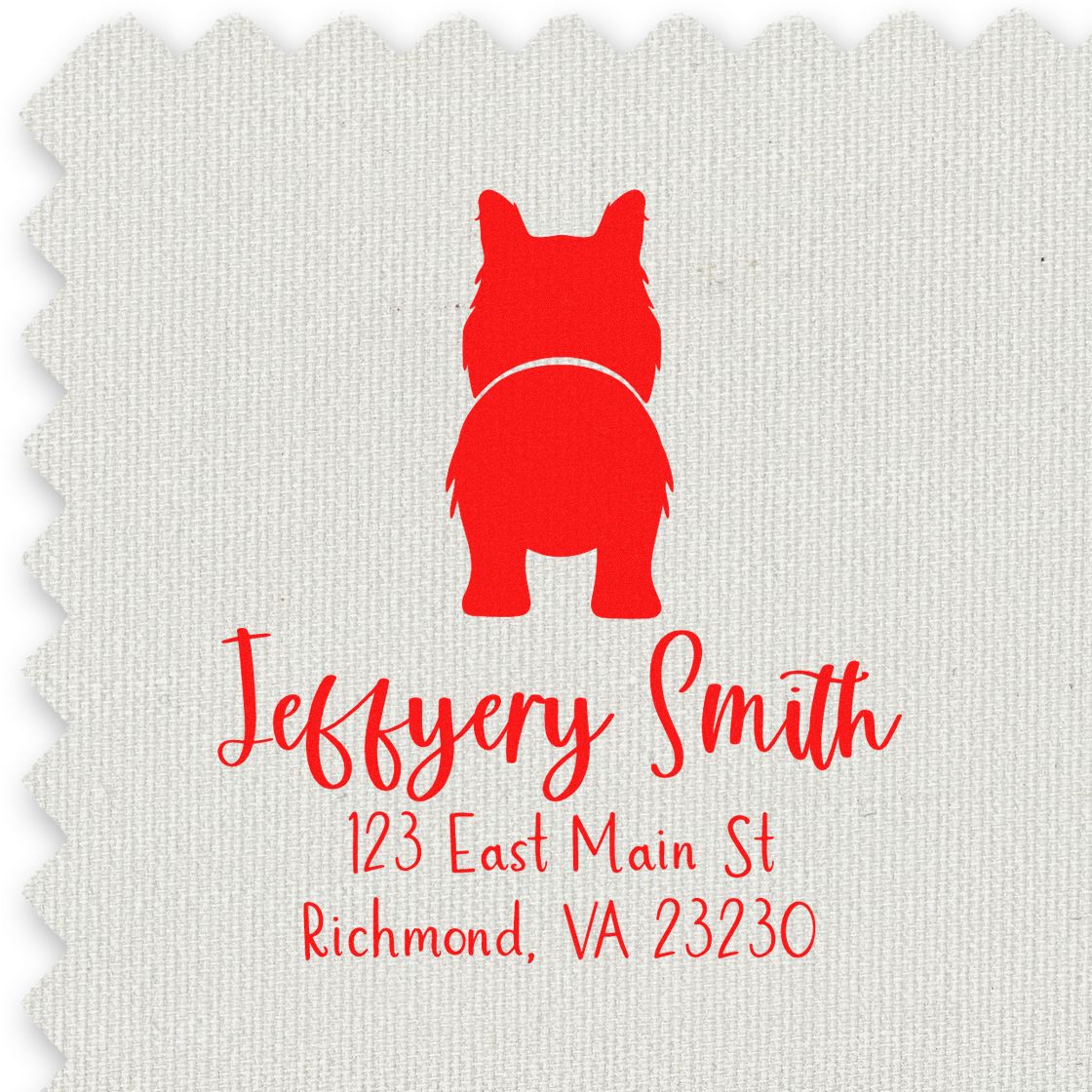 Self-Inking Border Collie Custom-Made Address Label Stamp for Envelopes - Engineer Seal Stamps