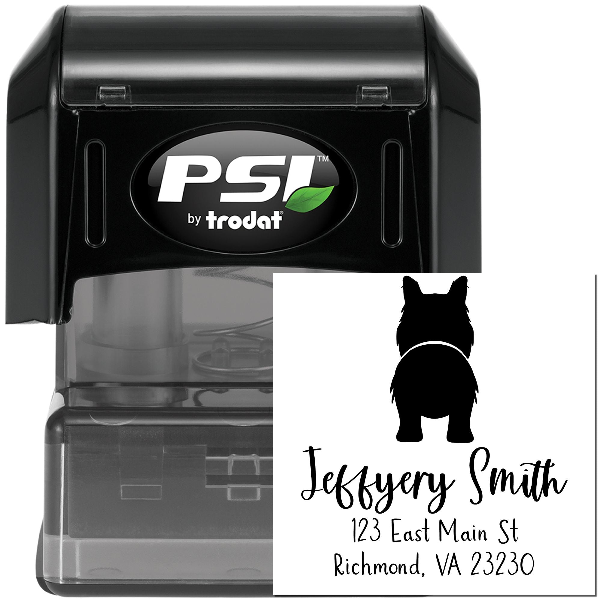 PSI Pre-Inked Border Collie Made-to-Order Mailing Address Rubber Stamp - Engineer Seal Stamps