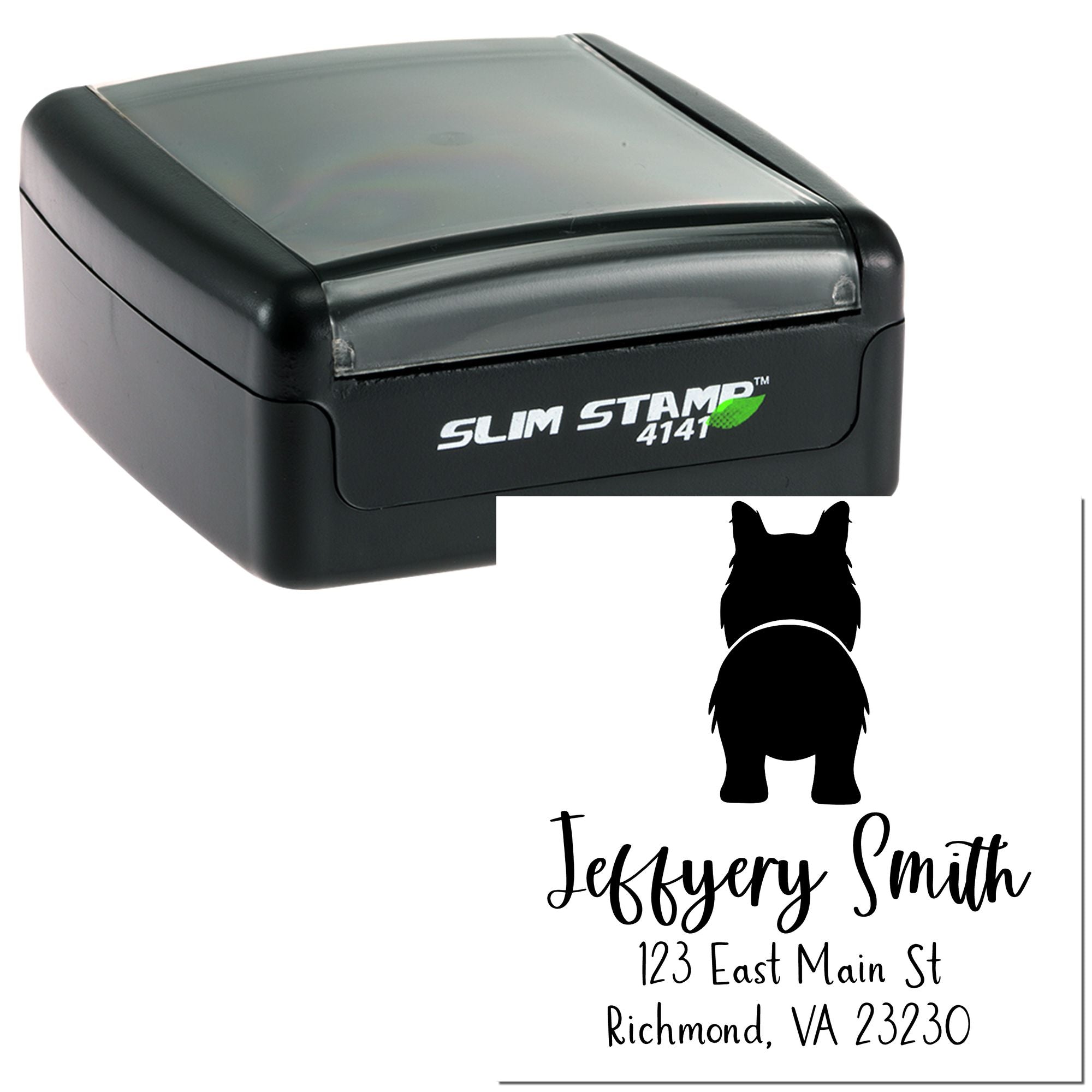 Slim Pre-Inked Border Collie Refillable Address Stamper - Engineer Seal Stamps