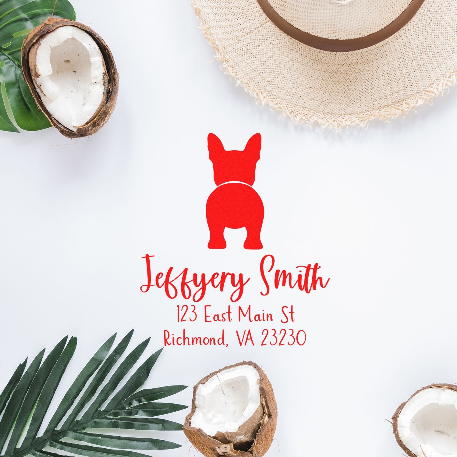 PSI Pre-Inked Boston Terrier Made-to-Order Mailing Address Rubber Stamp - Engineer Seal Stamps