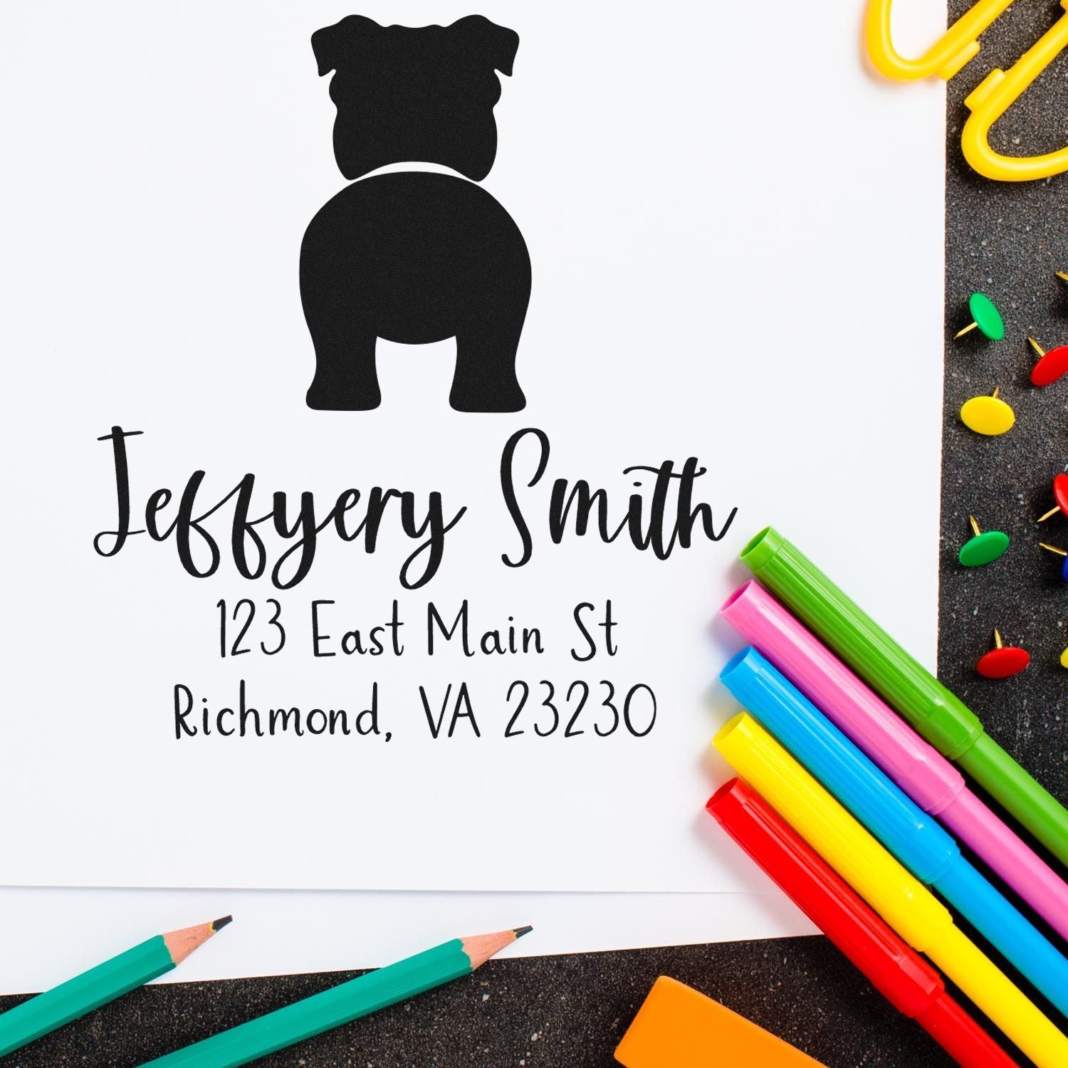 PSI Pre-Inked Bulldog Made-to-Order Mailing Address Stamp for Envelopes - Engineer Seal Stamps