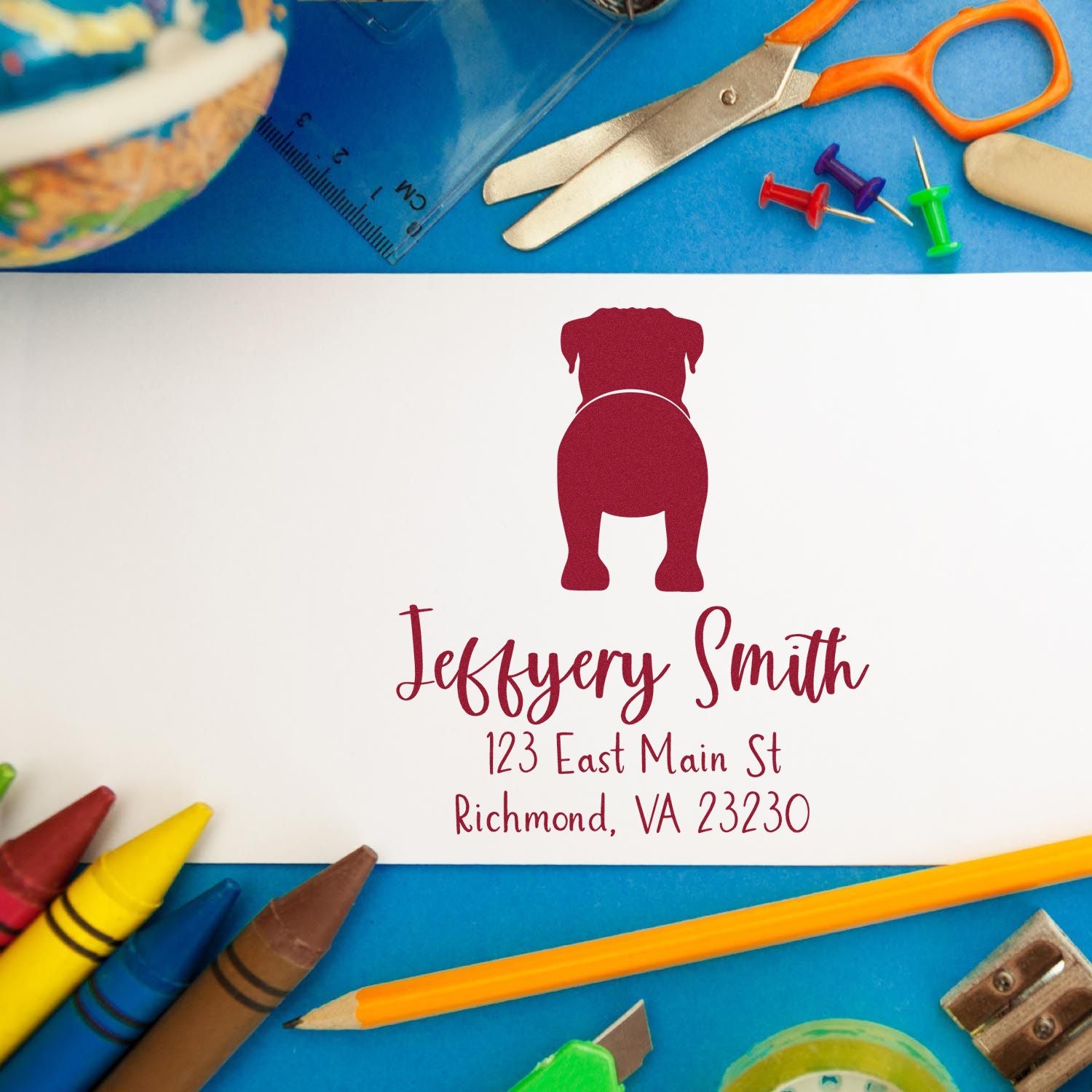 Wood Handle Bullmastiff Custom Made New Address Stamper - Engineer Seal Stamps