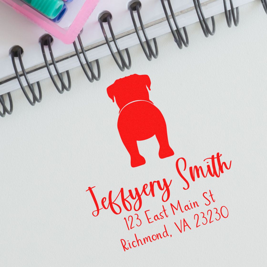 Wood Handle Bullmastiff Custom Made New Address Stamper - Engineer Seal Stamps