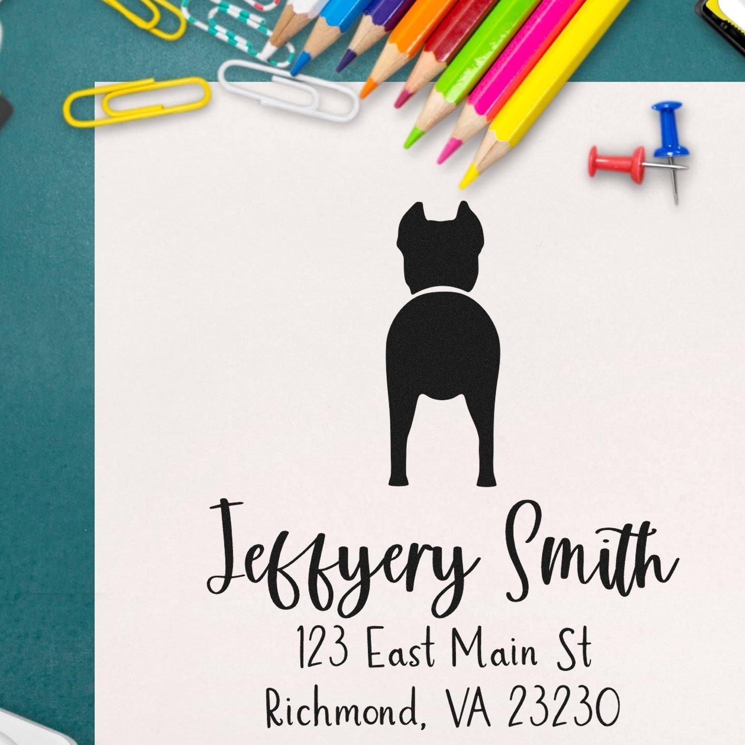 Wood Handle Cane Corso Custom Made New Home Address Rubber Stamp - Engineer Seal Stamps