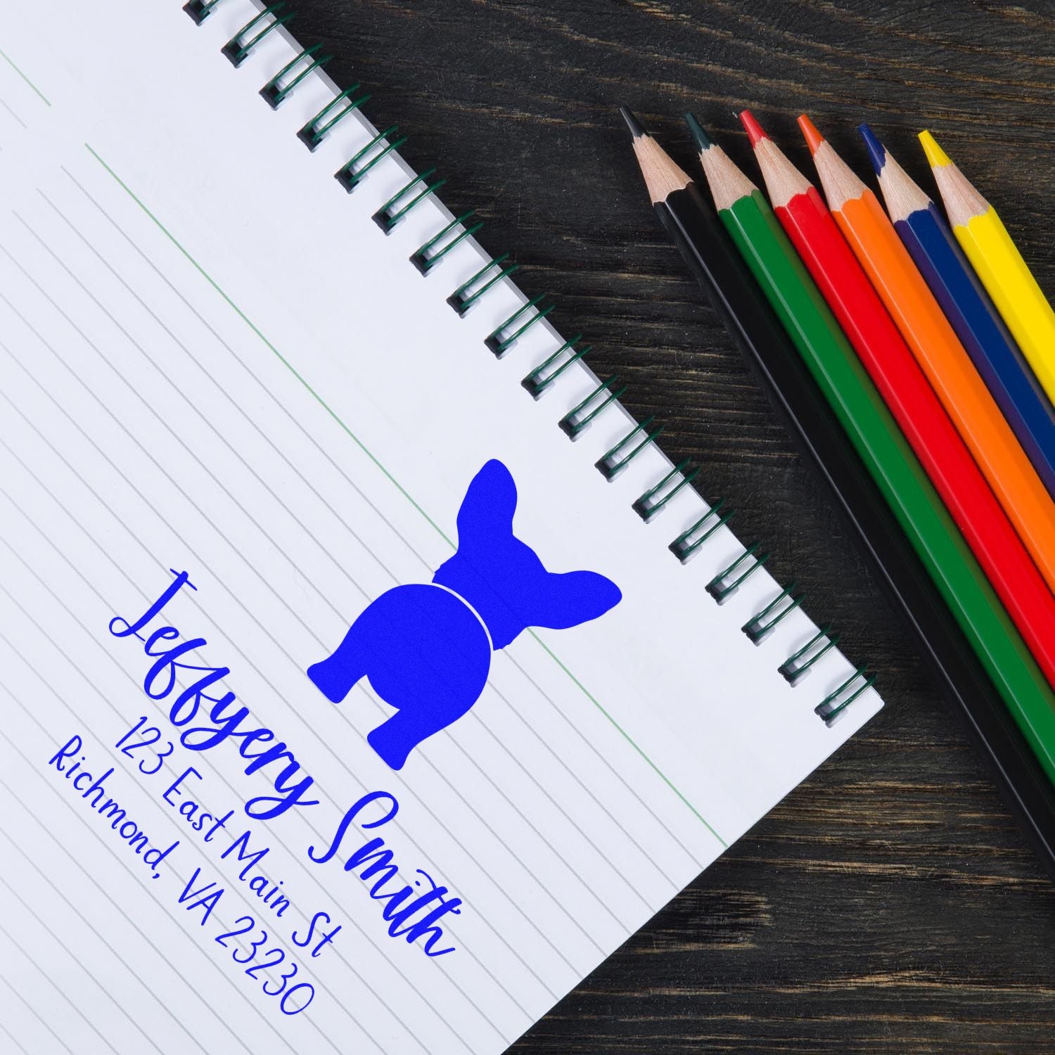 Wood Handle Cardigan Welsh Corgi Custom Made New Home Address Stamp - Engineer Seal Stamps