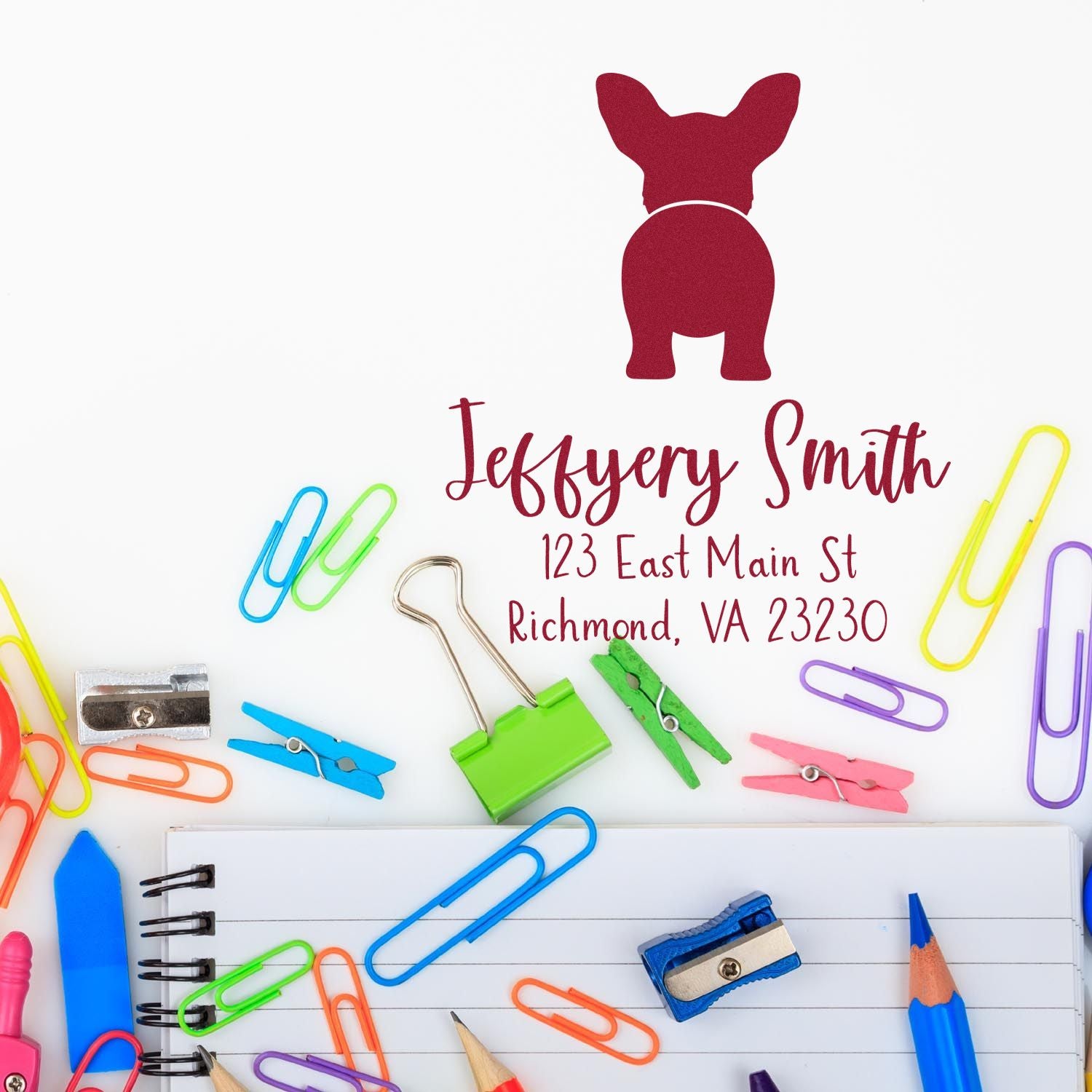 PSI Pre-Inked Cardigan Welsh Corgi Made-to-Order Mailing Address Stamper - Engineer Seal Stamps