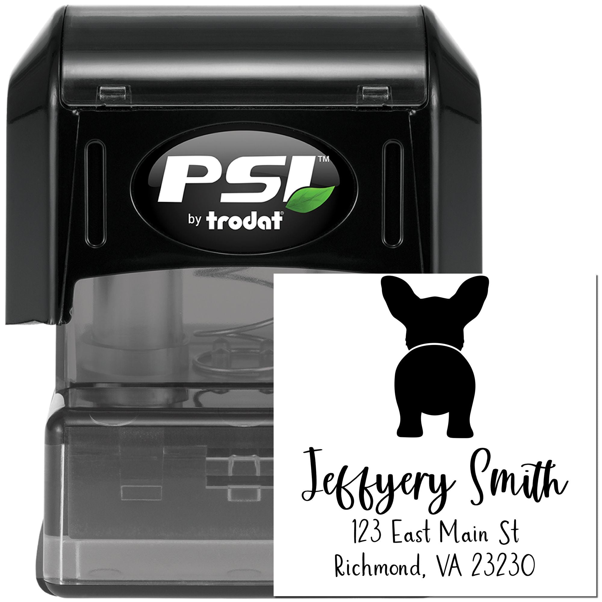 PSI Pre-Inked Cardigan Welsh Corgi Made-to-Order Mailing Address Stamper - Engineer Seal Stamps