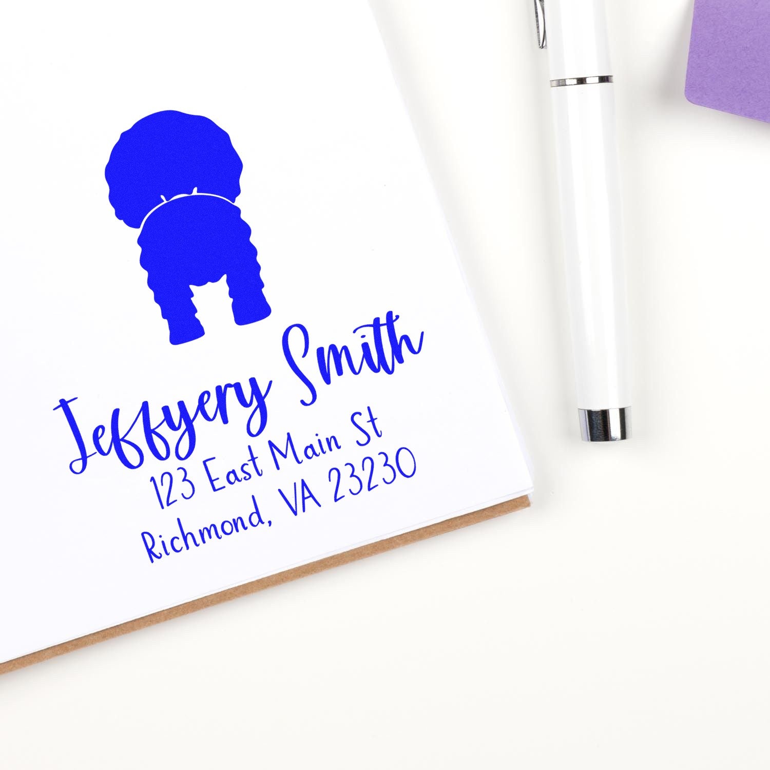 Wood Handle Cavalier King Charles Spaniel Custom Made New Home Address Stamp for Envelopes - Engineer Seal Stamps