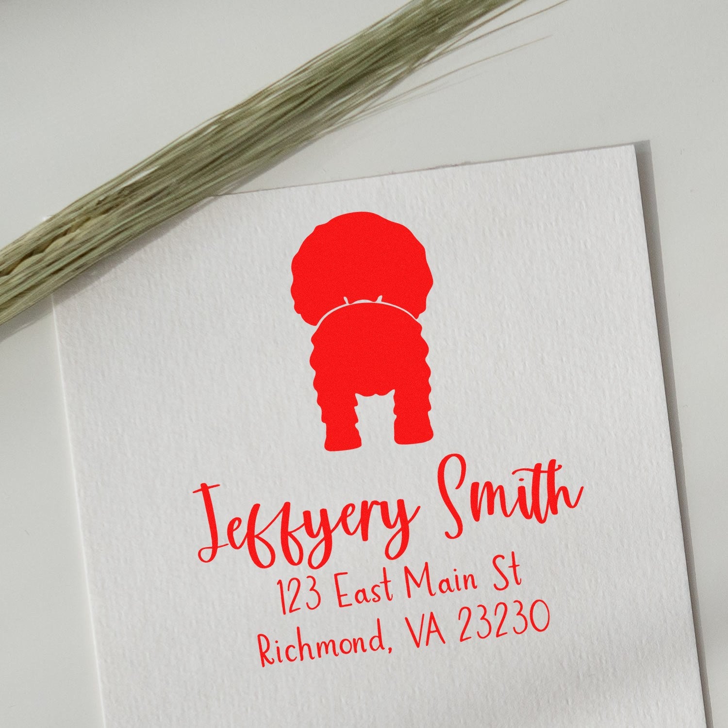 Wood Handle Cavalier King Charles Spaniel Custom Made New Home Address Stamp for Envelopes - Engineer Seal Stamps