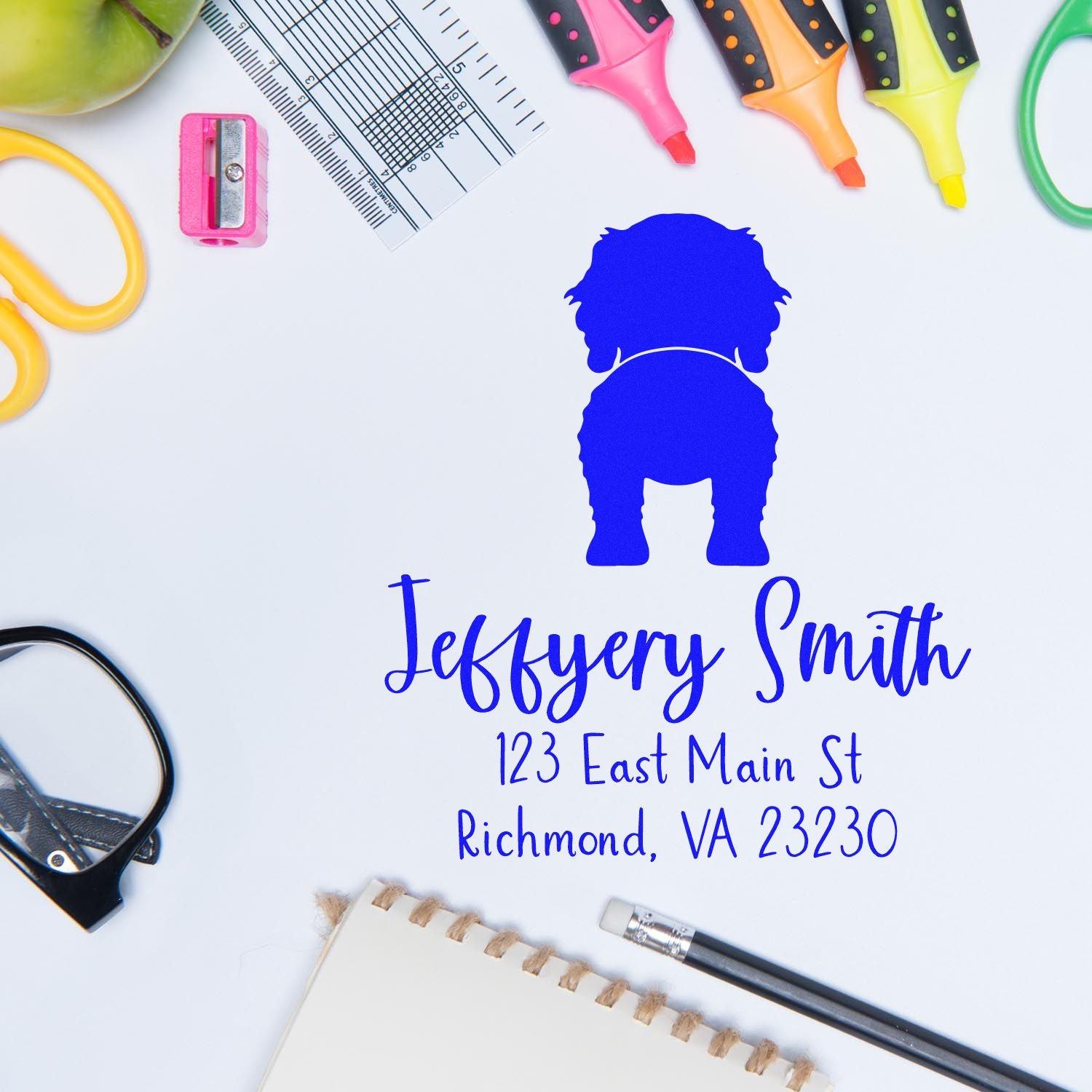 Wood Handle Cockapoo Custom Made Pet Address Stamp - Engineer Seal Stamps