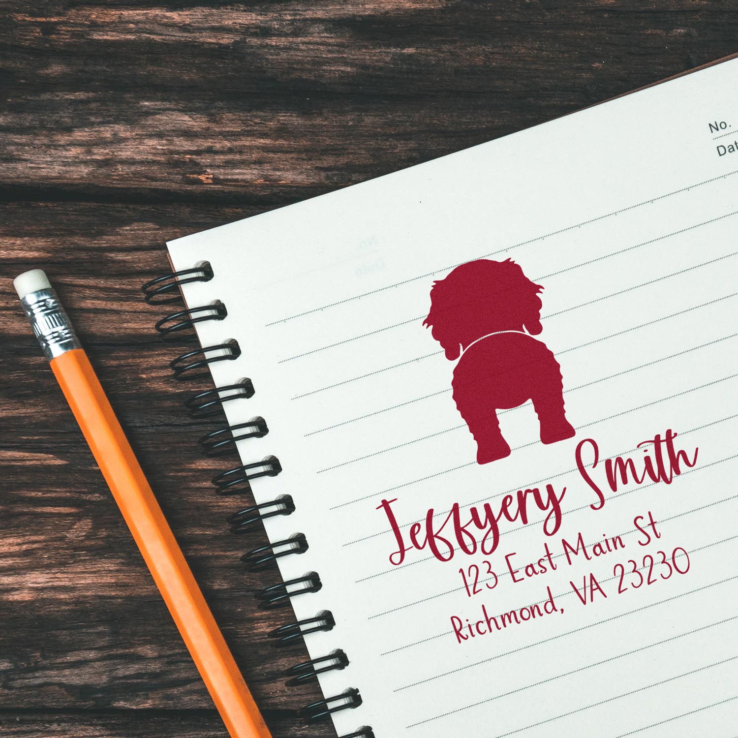 Wood Handle Cockapoo Custom Made Pet Address Stamp - Engineer Seal Stamps