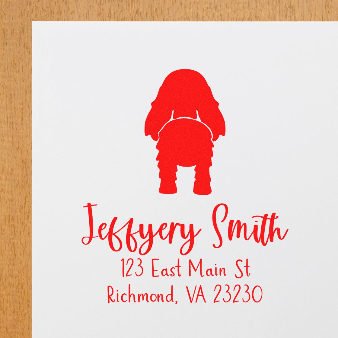 Wood Handle Cocker Spaniel Custom Made Pet Address Stamp for Envelopes - Engineer Seal Stamps