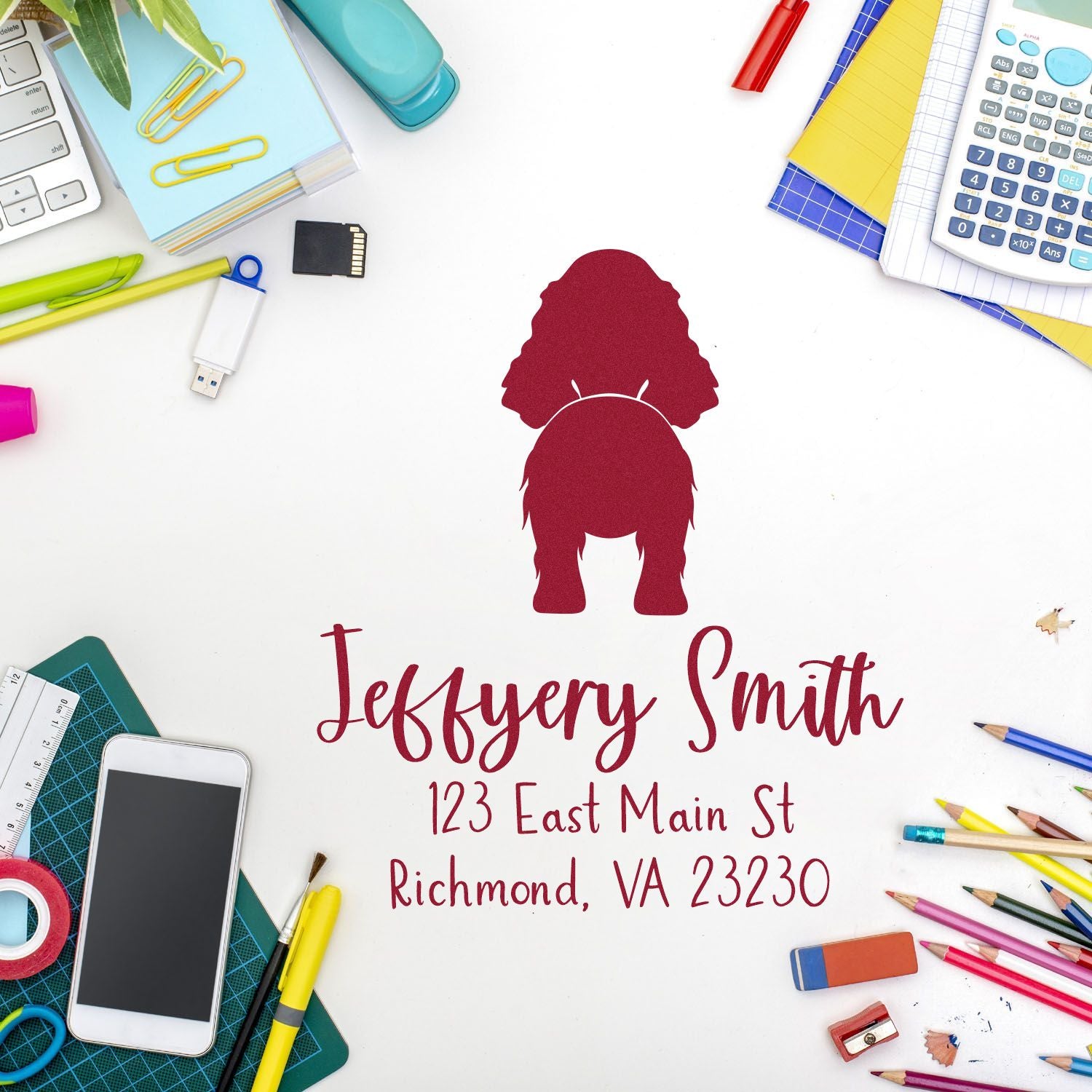 PSI Pre-Inked English Cocker Spaniel Made-to-Order Mailing Stamp for Envelopes - Engineer Seal Stamps