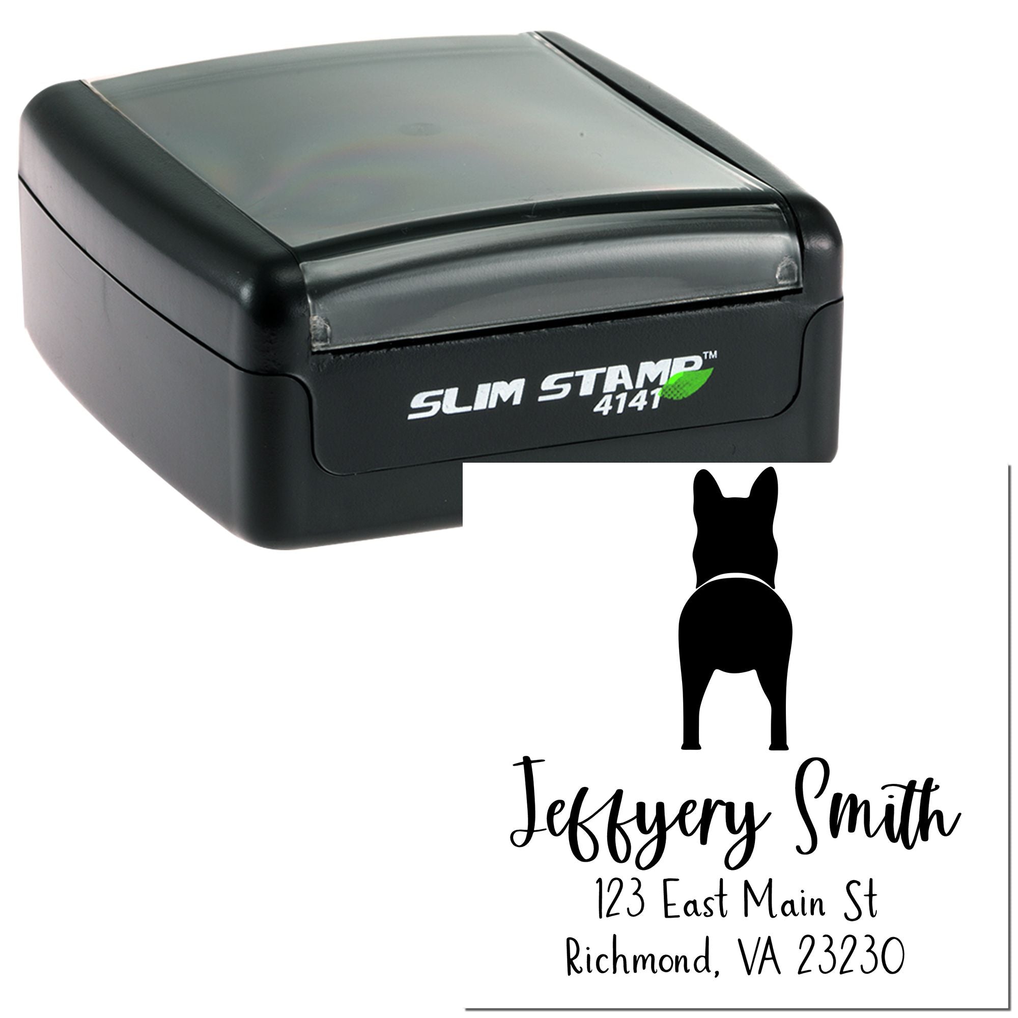 Slim Pre-Inked German Shepherd Custom Address Stamp - Engineer Seal Stamps