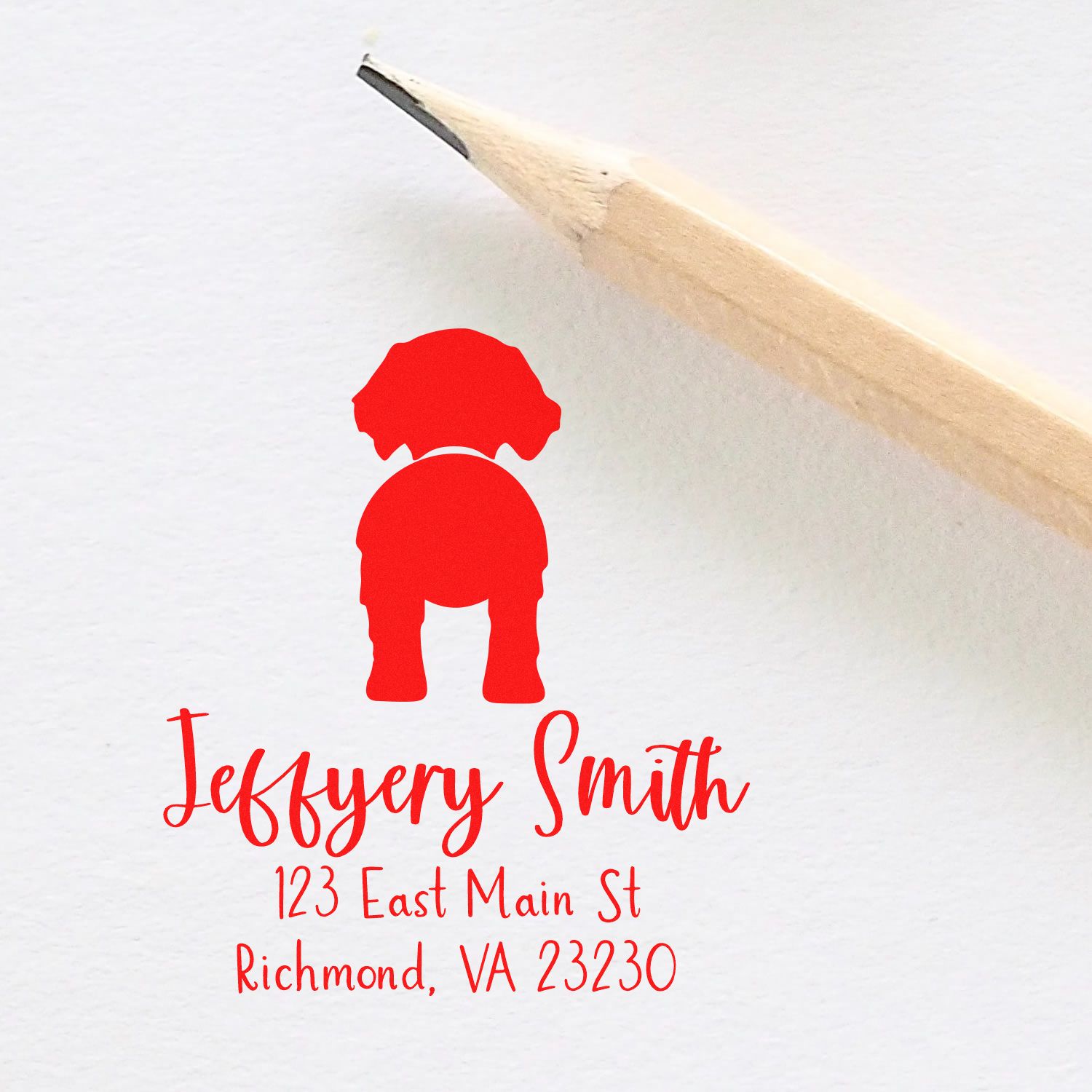 Slim Pre-Inked Golden Retriever Custom Return Address Stamp - Engineer Seal Stamps