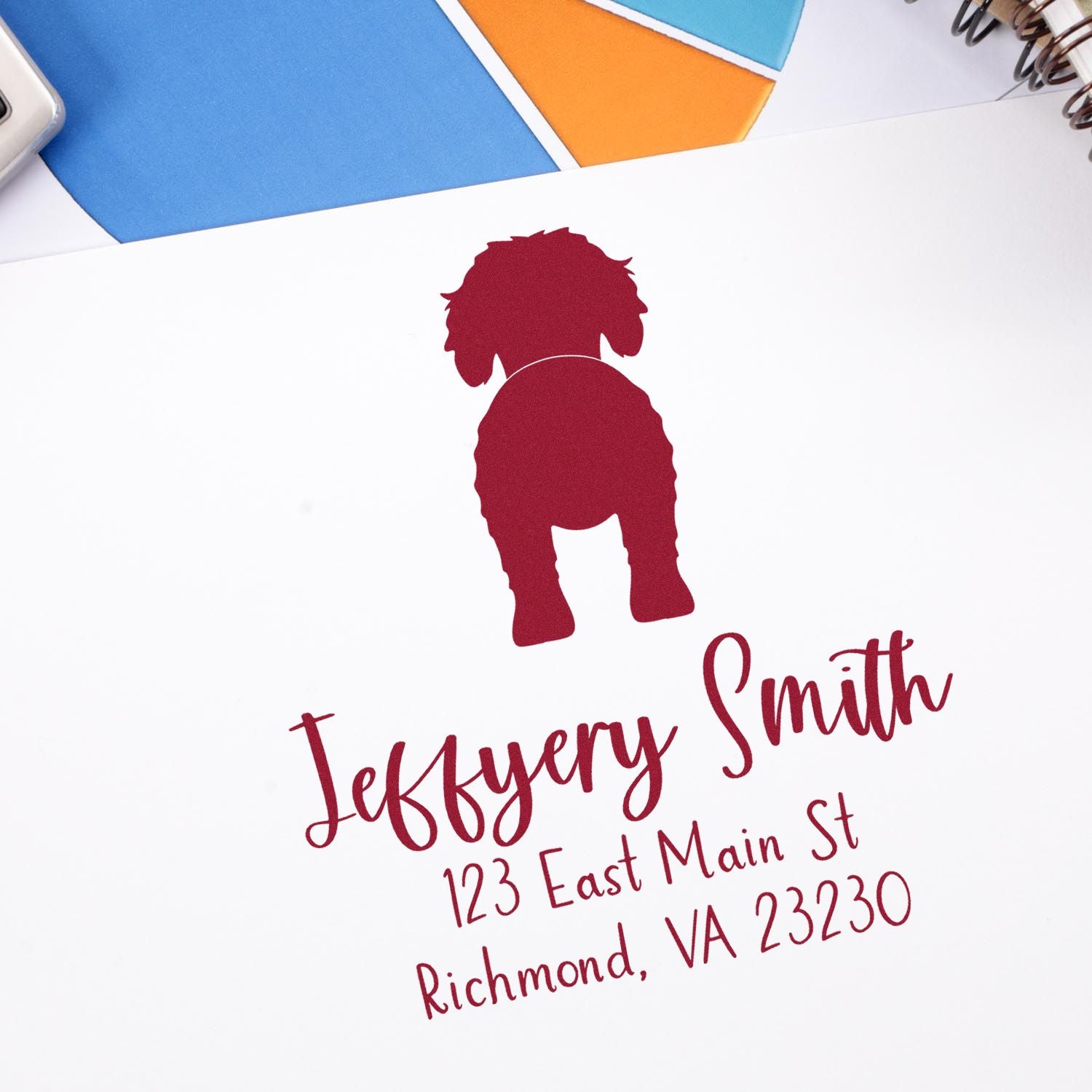 Wood Handle Goldendoodle Custom Made Return Address Stamper - Engineer Seal Stamps