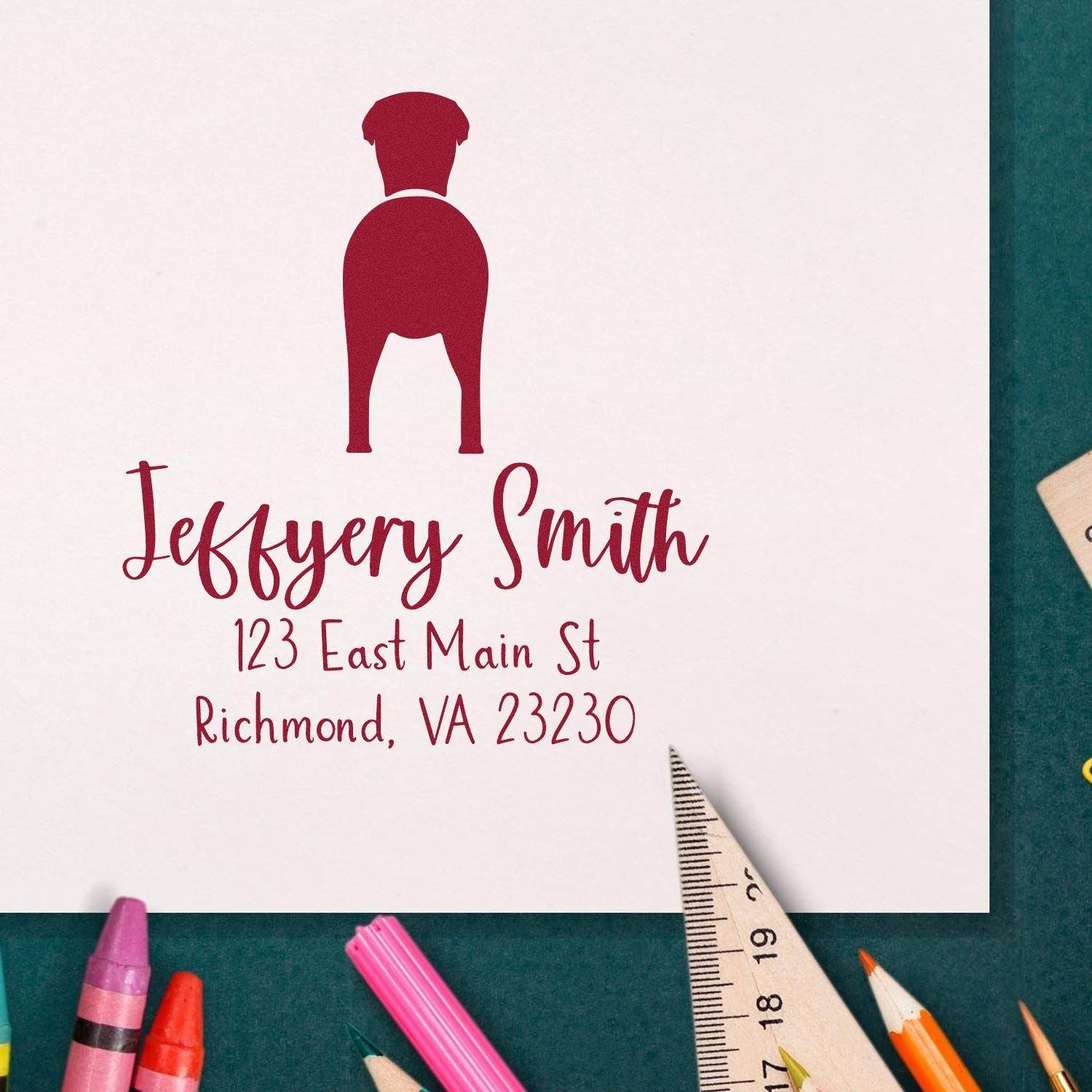 Wood Handle Greyhound Custom Made Rubber Address Stamp - Engineer Seal Stamps
