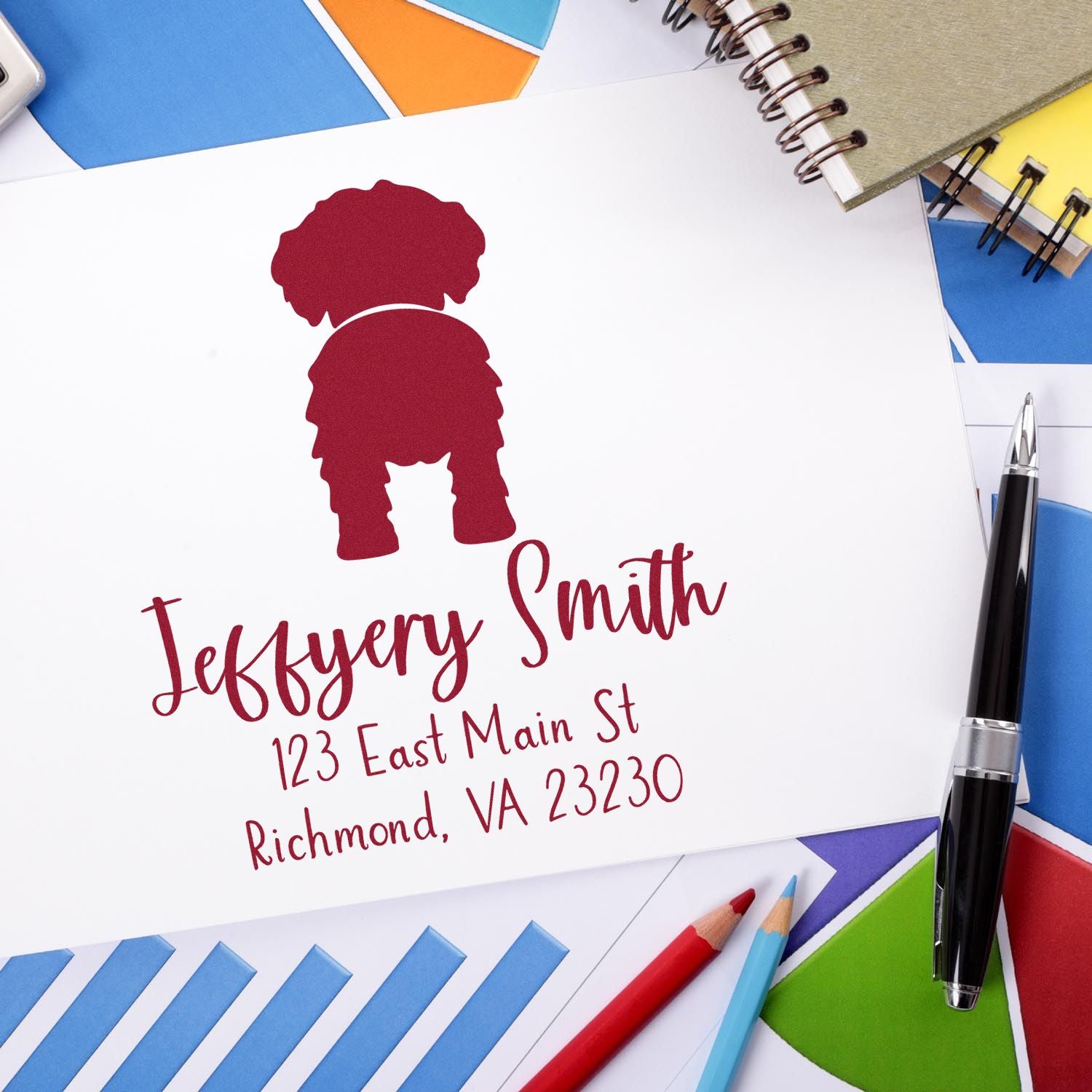 Wood Handle Havanese Custom Made Rubber Address Stamp for Envelopes - Engineer Seal Stamps