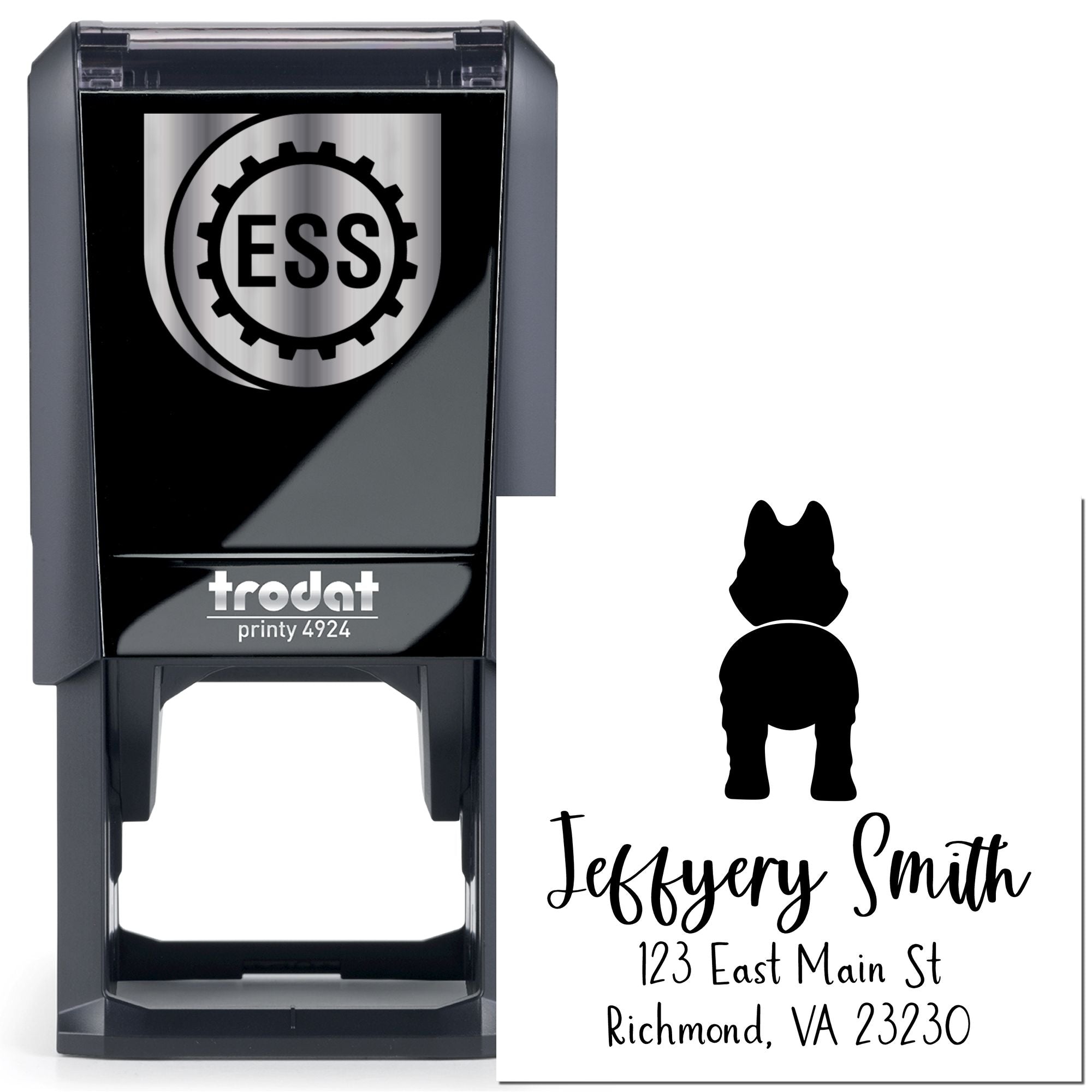 Self-Inking Husky Custom-Made Dog Design Address Stamp for Envelopes - Engineer Seal Stamps